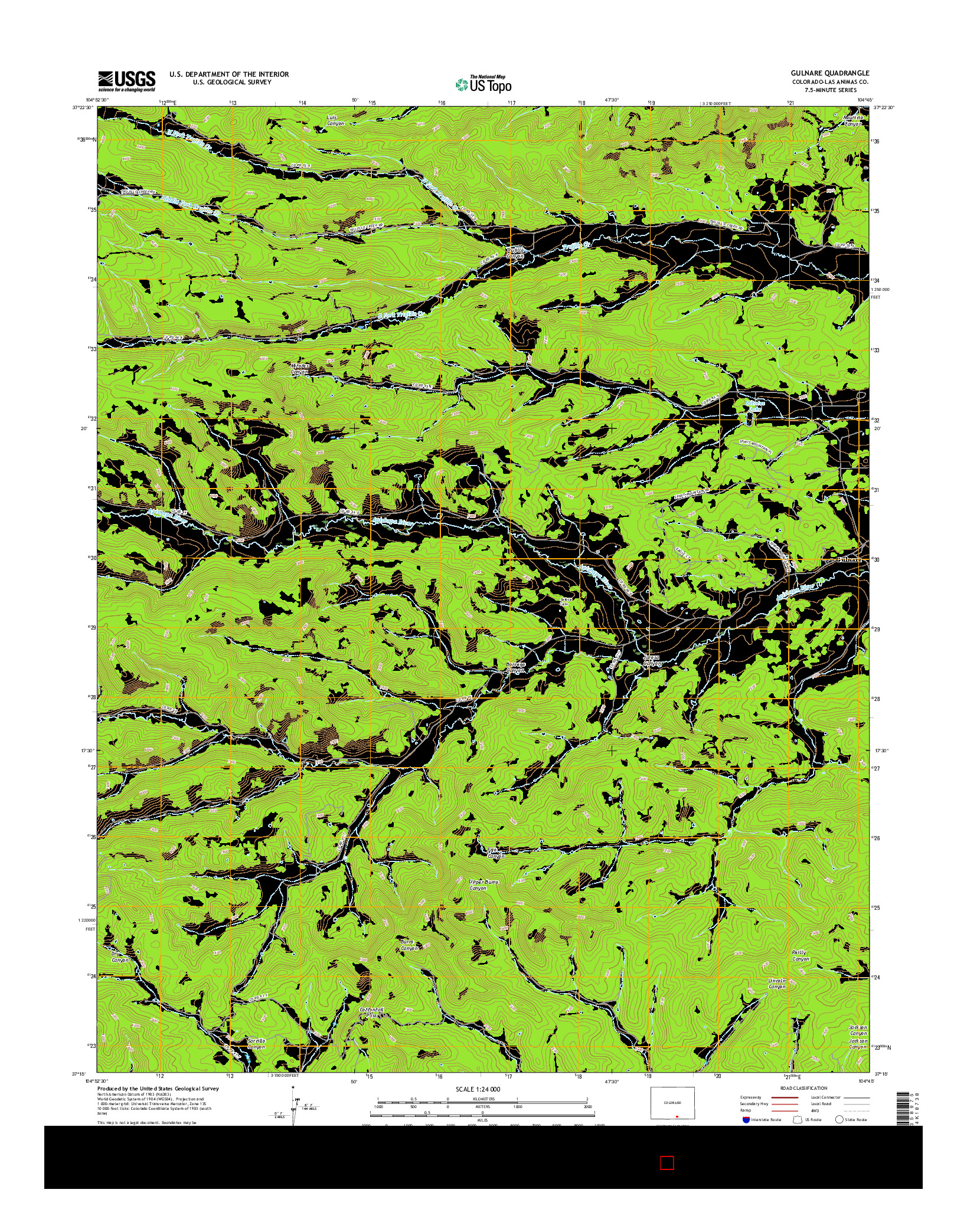 USGS US TOPO 7.5-MINUTE MAP FOR GULNARE, CO 2016