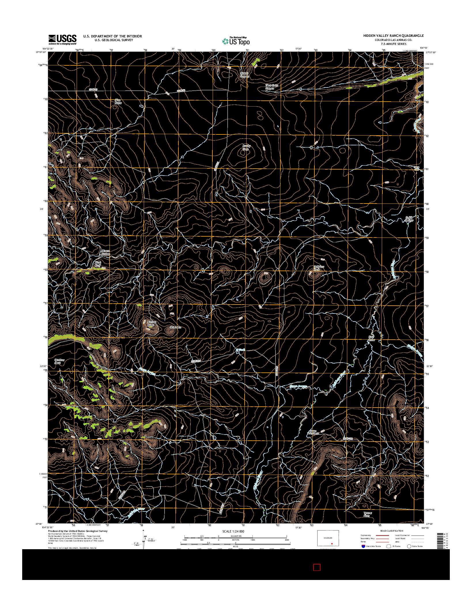 USGS US TOPO 7.5-MINUTE MAP FOR HIDDEN VALLEY RANCH, CO 2016