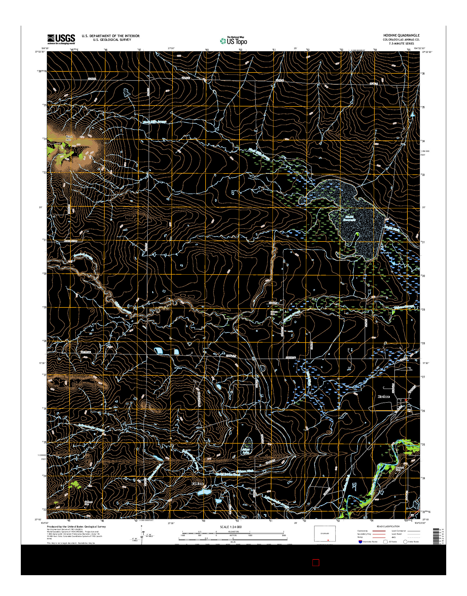 USGS US TOPO 7.5-MINUTE MAP FOR HOEHNE, CO 2016
