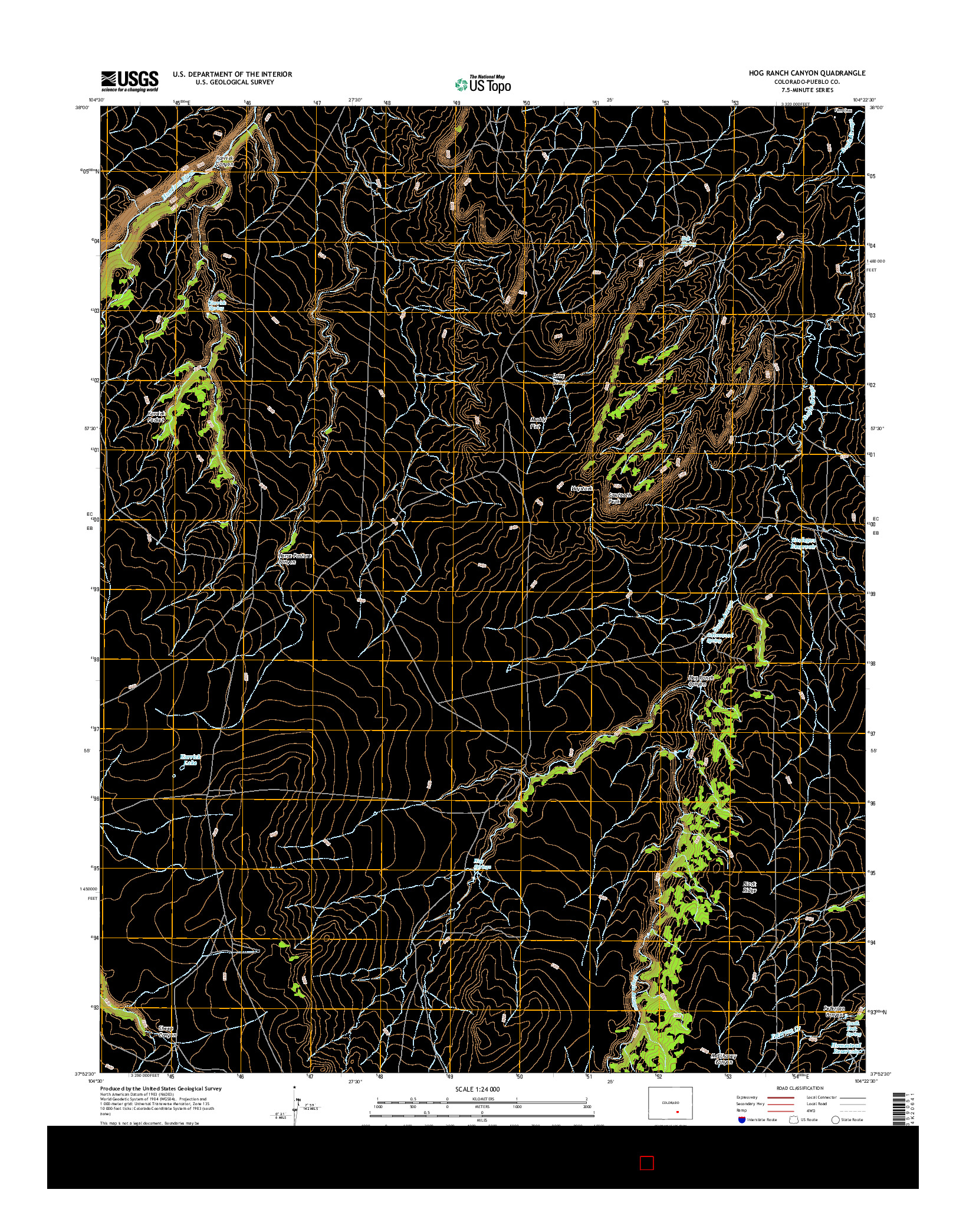 USGS US TOPO 7.5-MINUTE MAP FOR HOG RANCH CANYON, CO 2016