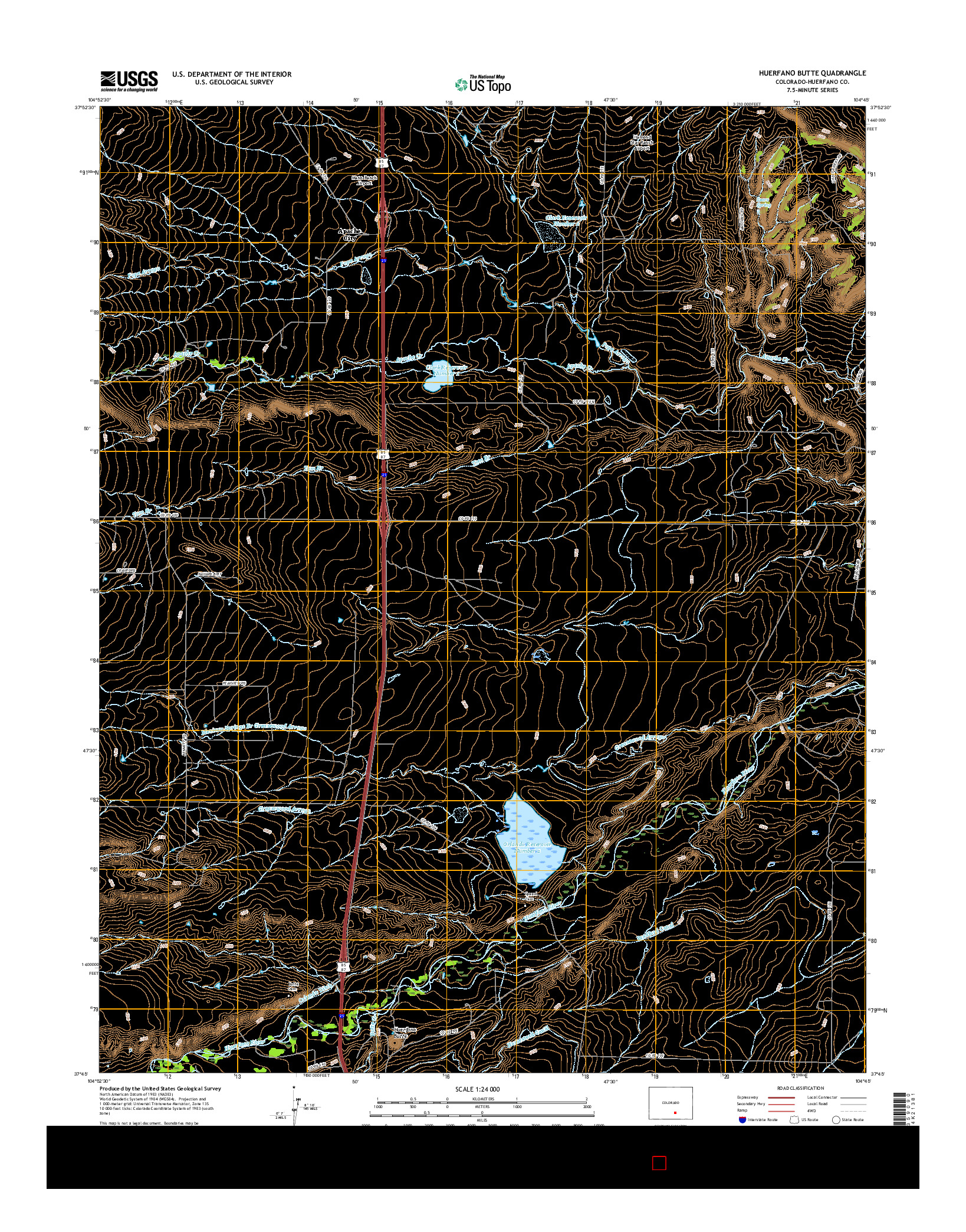 USGS US TOPO 7.5-MINUTE MAP FOR HUERFANO BUTTE, CO 2016