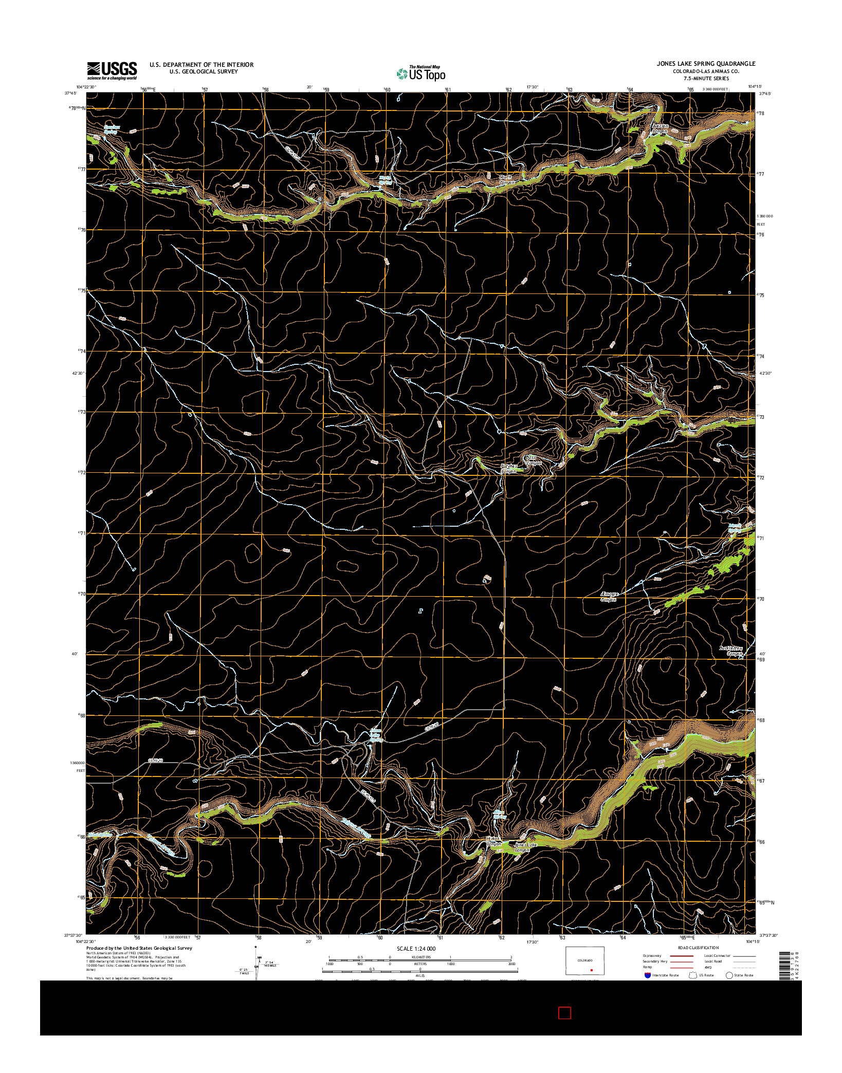 USGS US TOPO 7.5-MINUTE MAP FOR JONES LAKE SPRING, CO 2016
