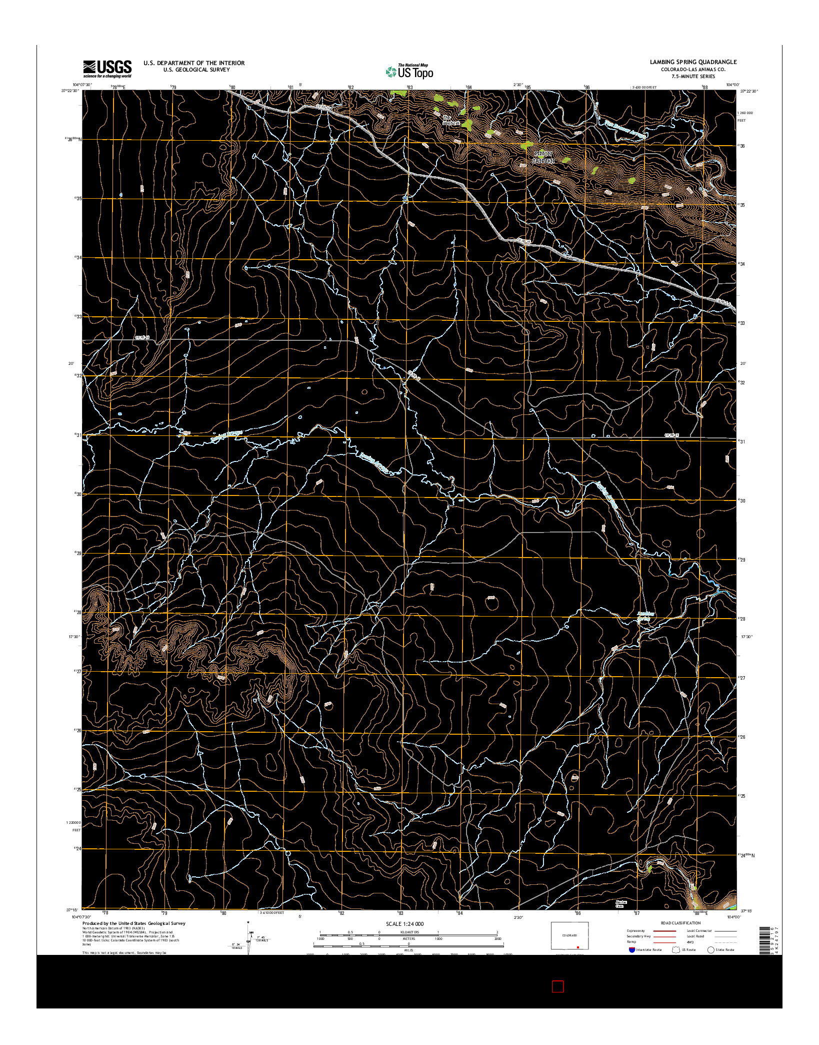 USGS US TOPO 7.5-MINUTE MAP FOR LAMBING SPRING, CO 2016