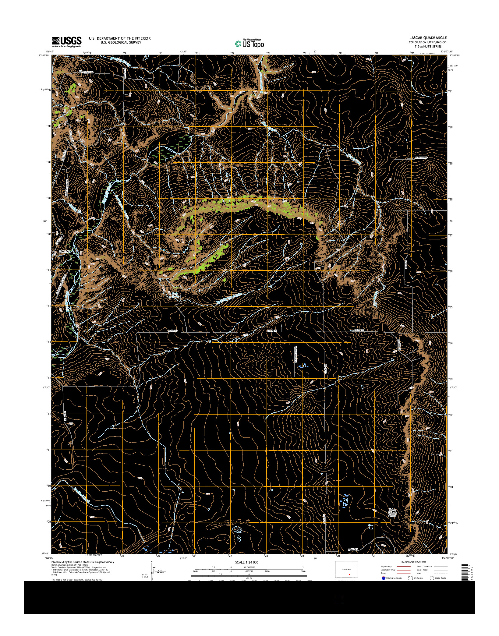 USGS US TOPO 7.5-MINUTE MAP FOR LASCAR, CO 2016