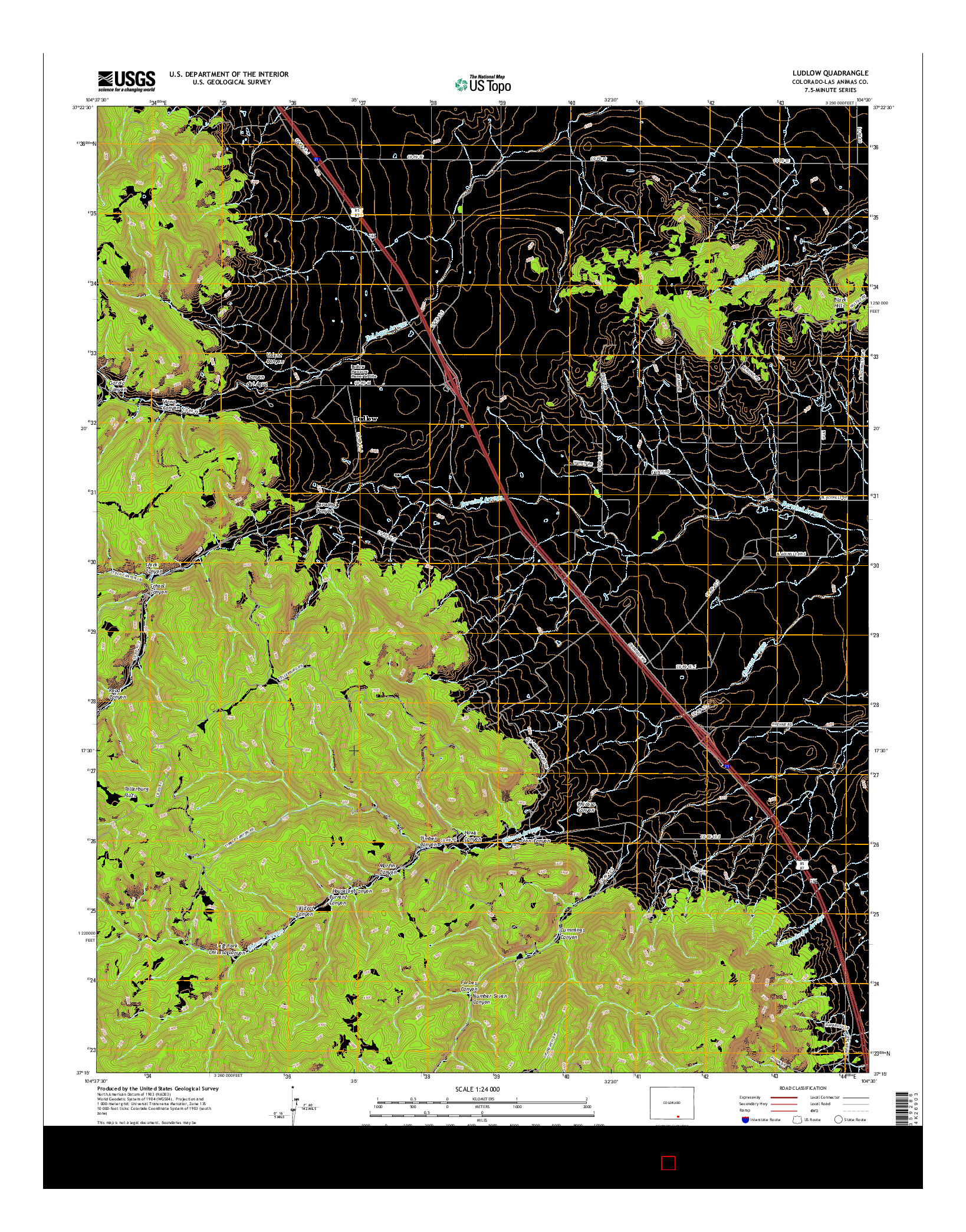 USGS US TOPO 7.5-MINUTE MAP FOR LUDLOW, CO 2016