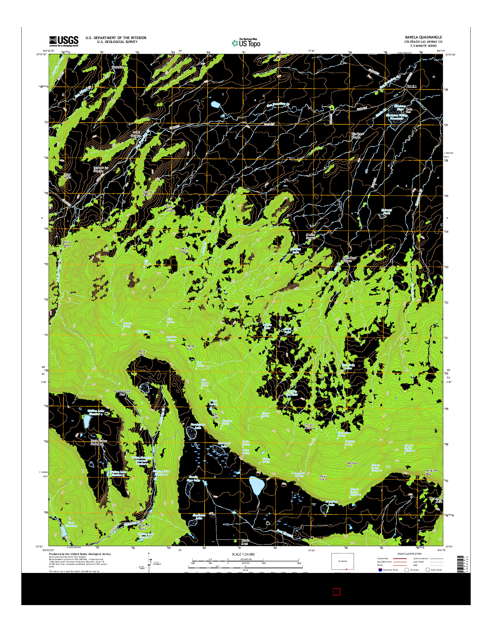 USGS US TOPO 7.5-MINUTE MAP FOR BARELA, CO 2016