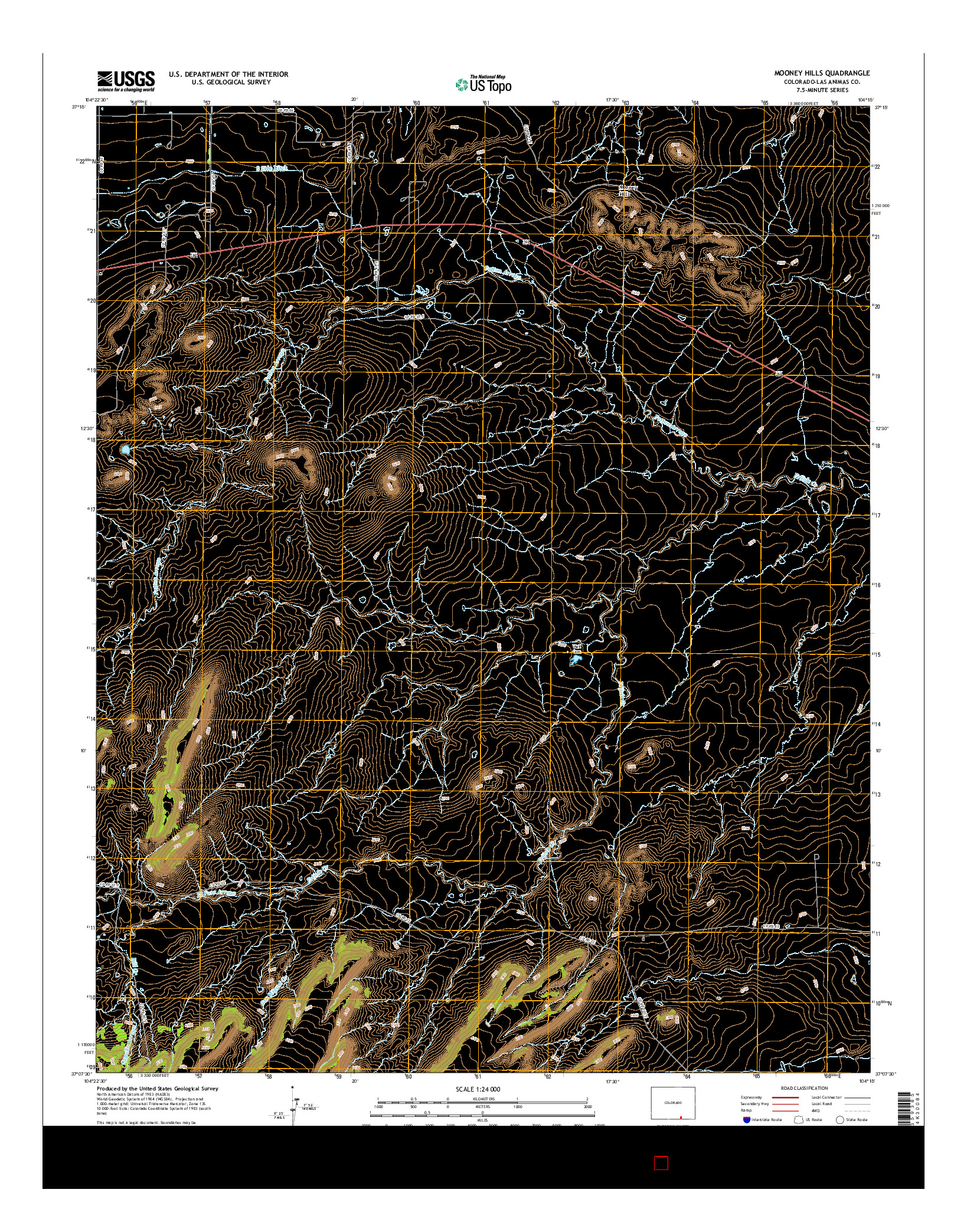 USGS US TOPO 7.5-MINUTE MAP FOR MOONEY HILLS, CO 2016