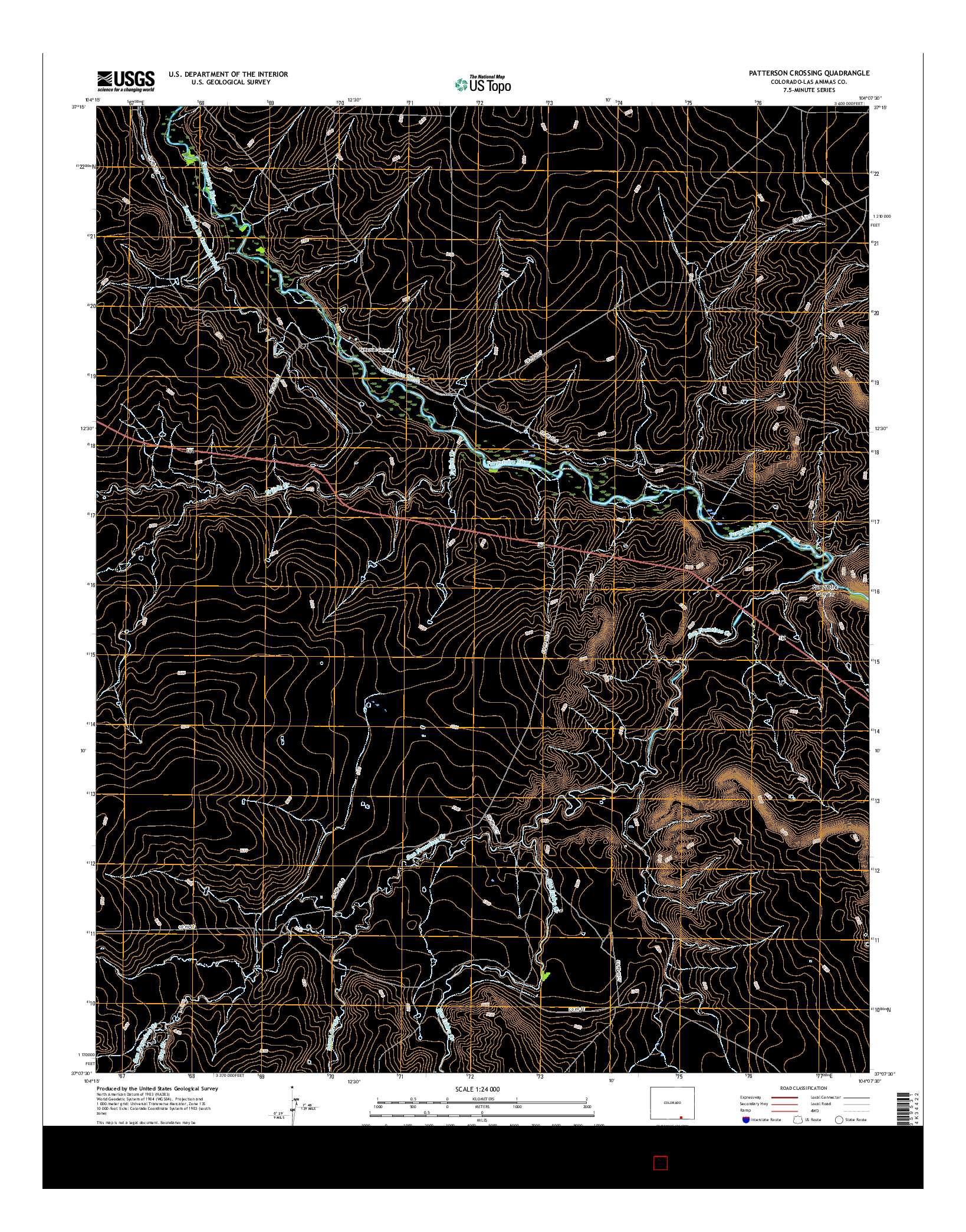 USGS US TOPO 7.5-MINUTE MAP FOR PATTERSON CROSSING, CO 2016