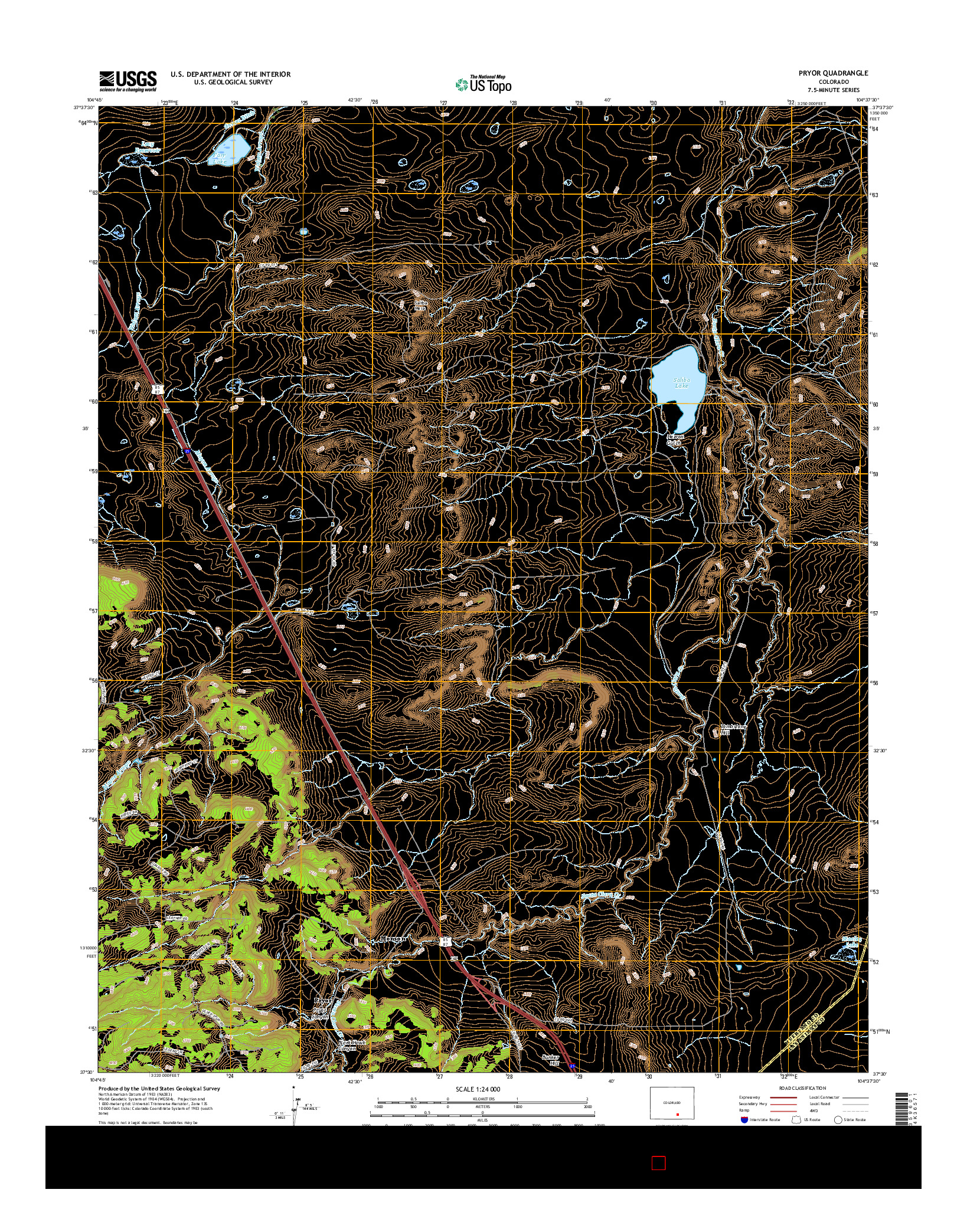 USGS US TOPO 7.5-MINUTE MAP FOR PRYOR, CO 2016