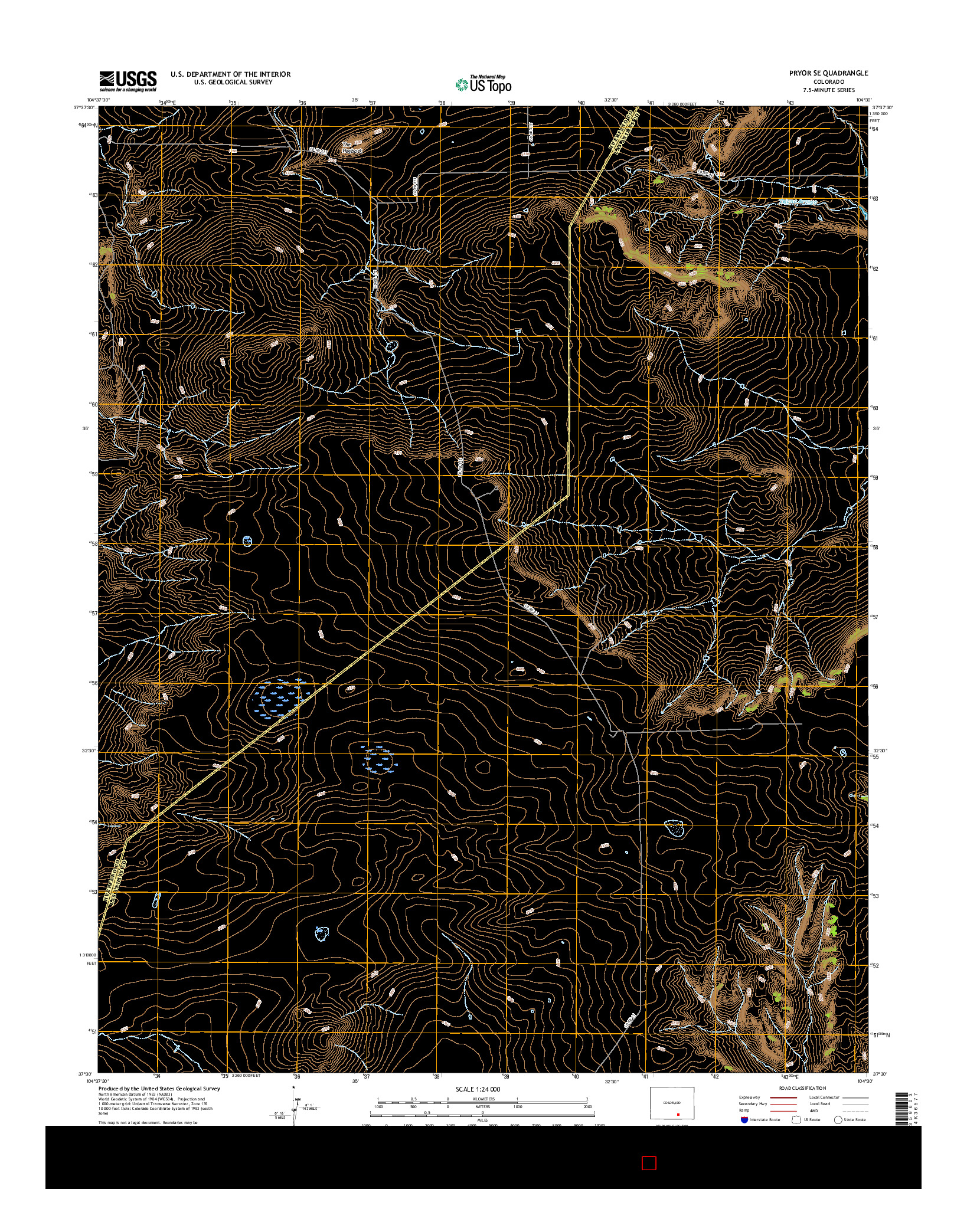 USGS US TOPO 7.5-MINUTE MAP FOR PRYOR SE, CO 2016