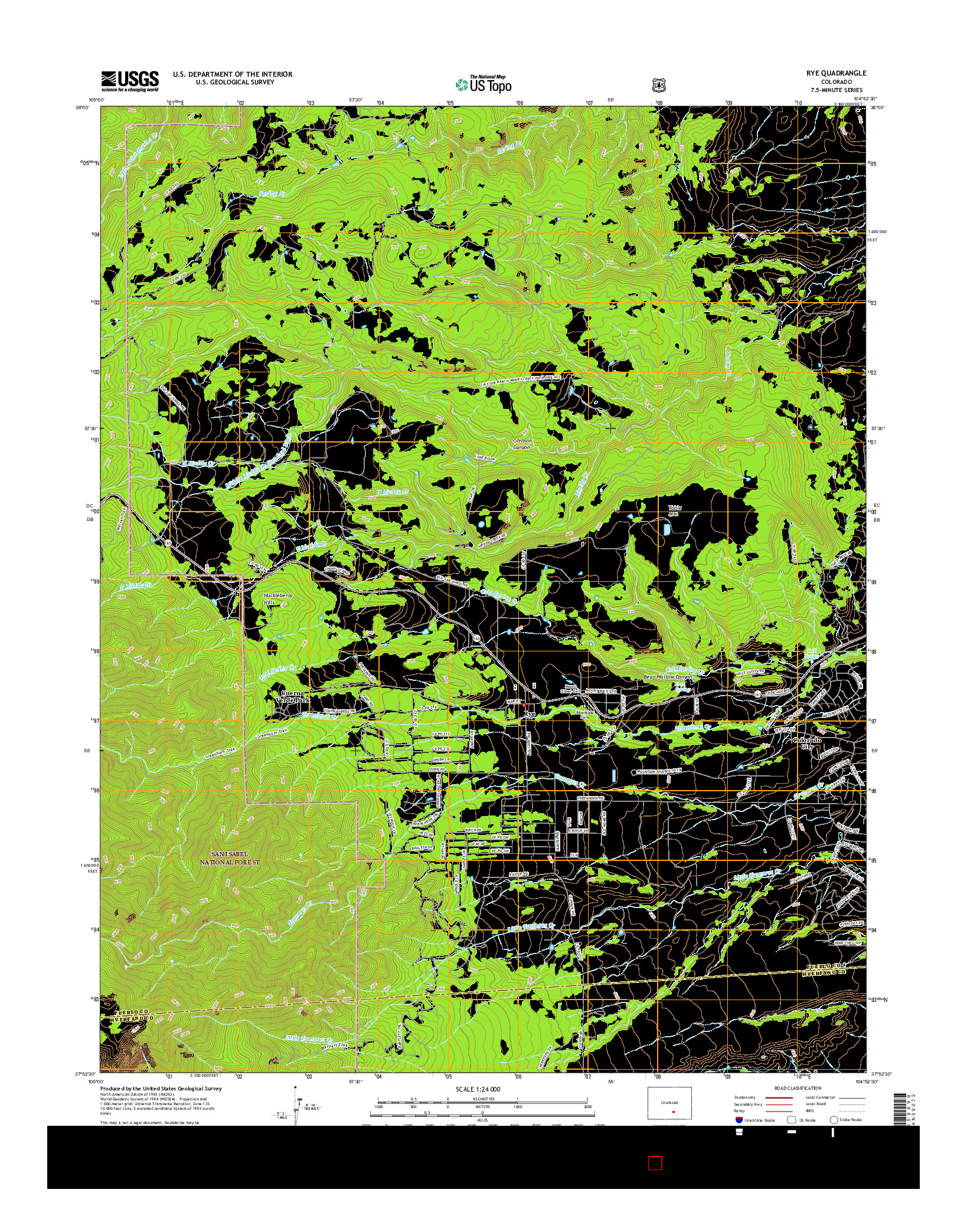 USGS US TOPO 7.5-MINUTE MAP FOR RYE, CO 2016