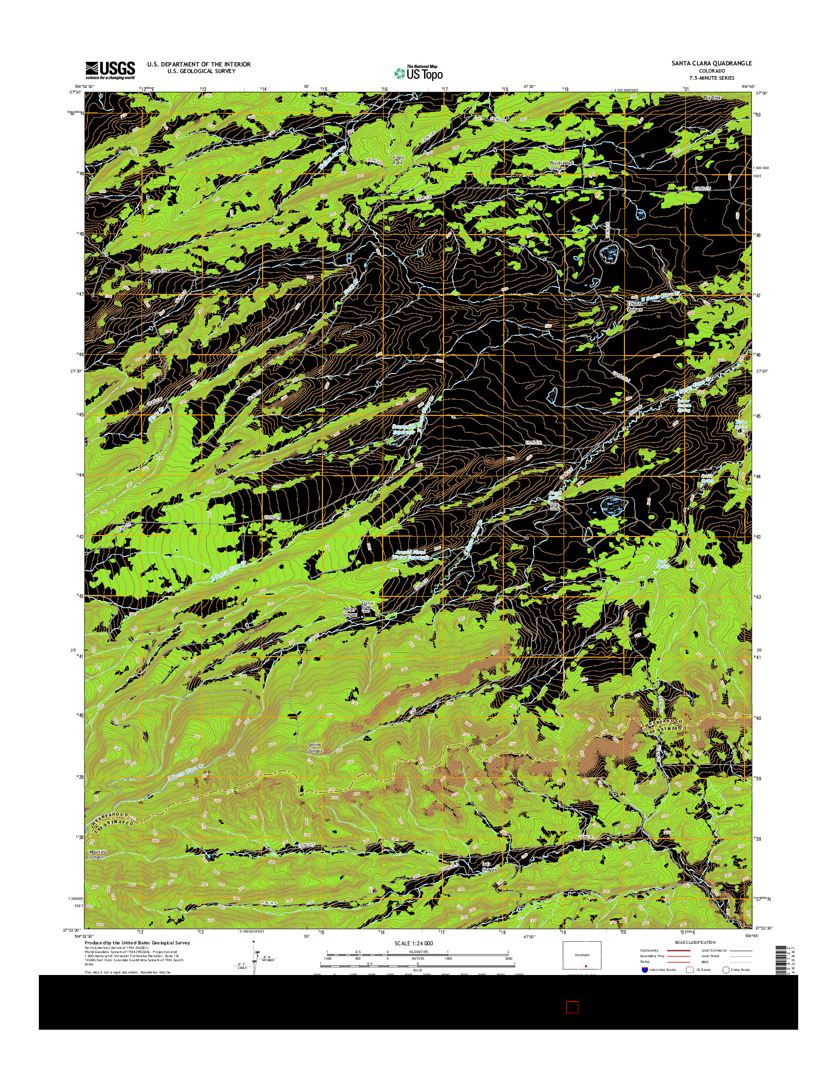 USGS US TOPO 7.5-MINUTE MAP FOR SANTA CLARA, CO 2016