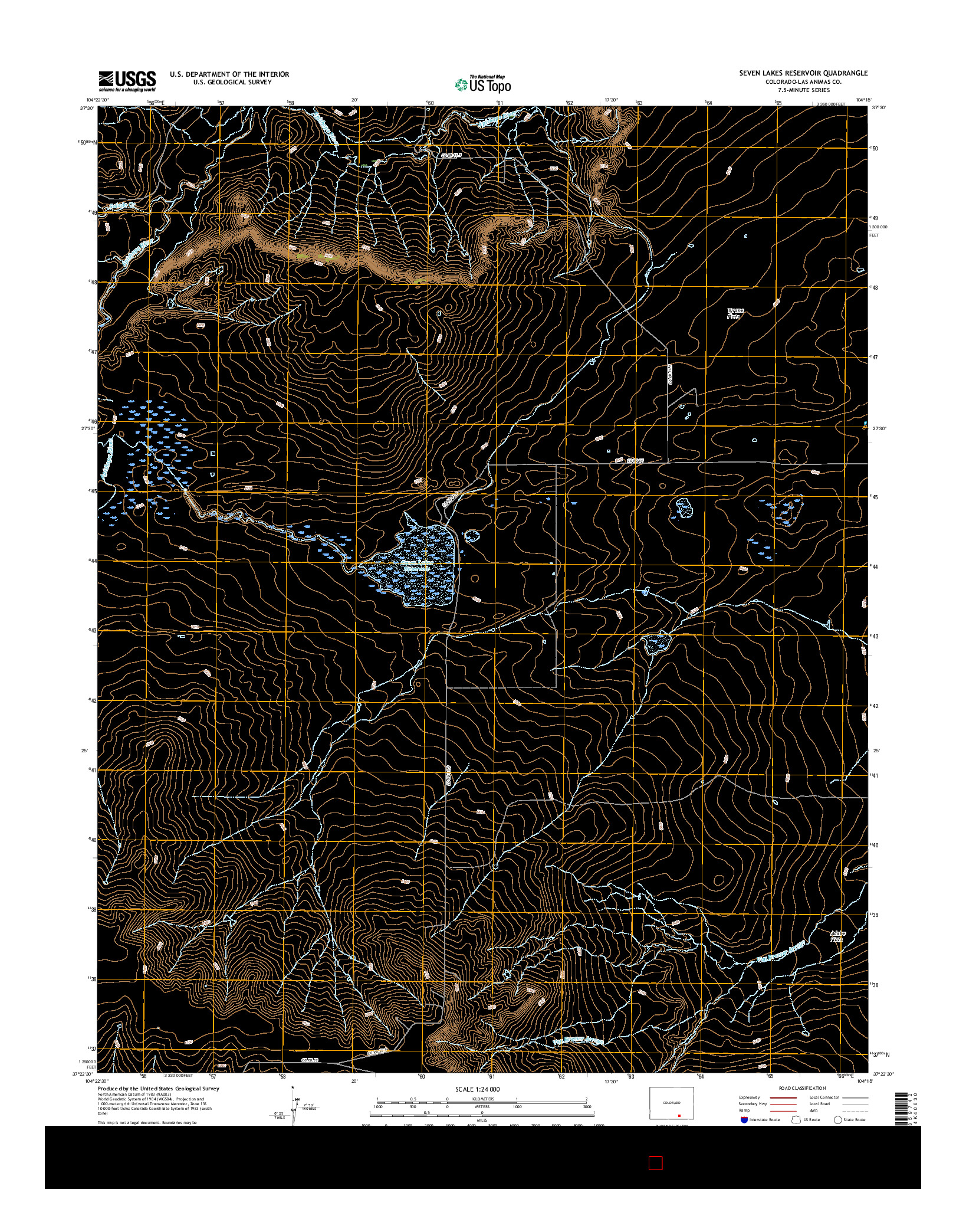 USGS US TOPO 7.5-MINUTE MAP FOR SEVEN LAKES RESERVOIR, CO 2016