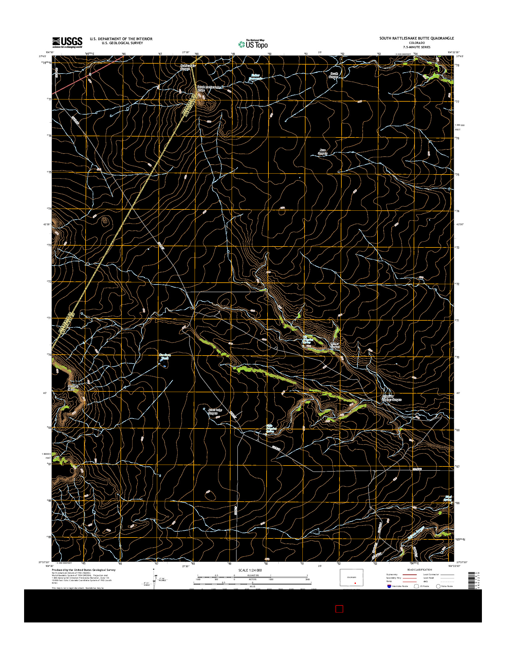 USGS US TOPO 7.5-MINUTE MAP FOR SOUTH RATTLESNAKE BUTTE, CO 2016