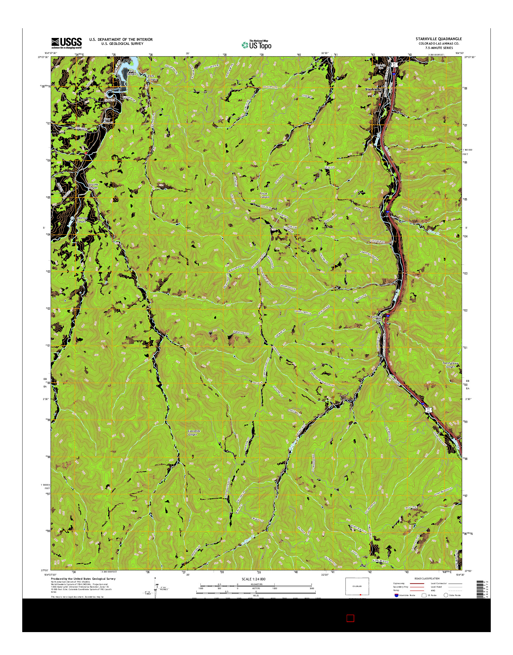 USGS US TOPO 7.5-MINUTE MAP FOR STARKVILLE, CO 2016