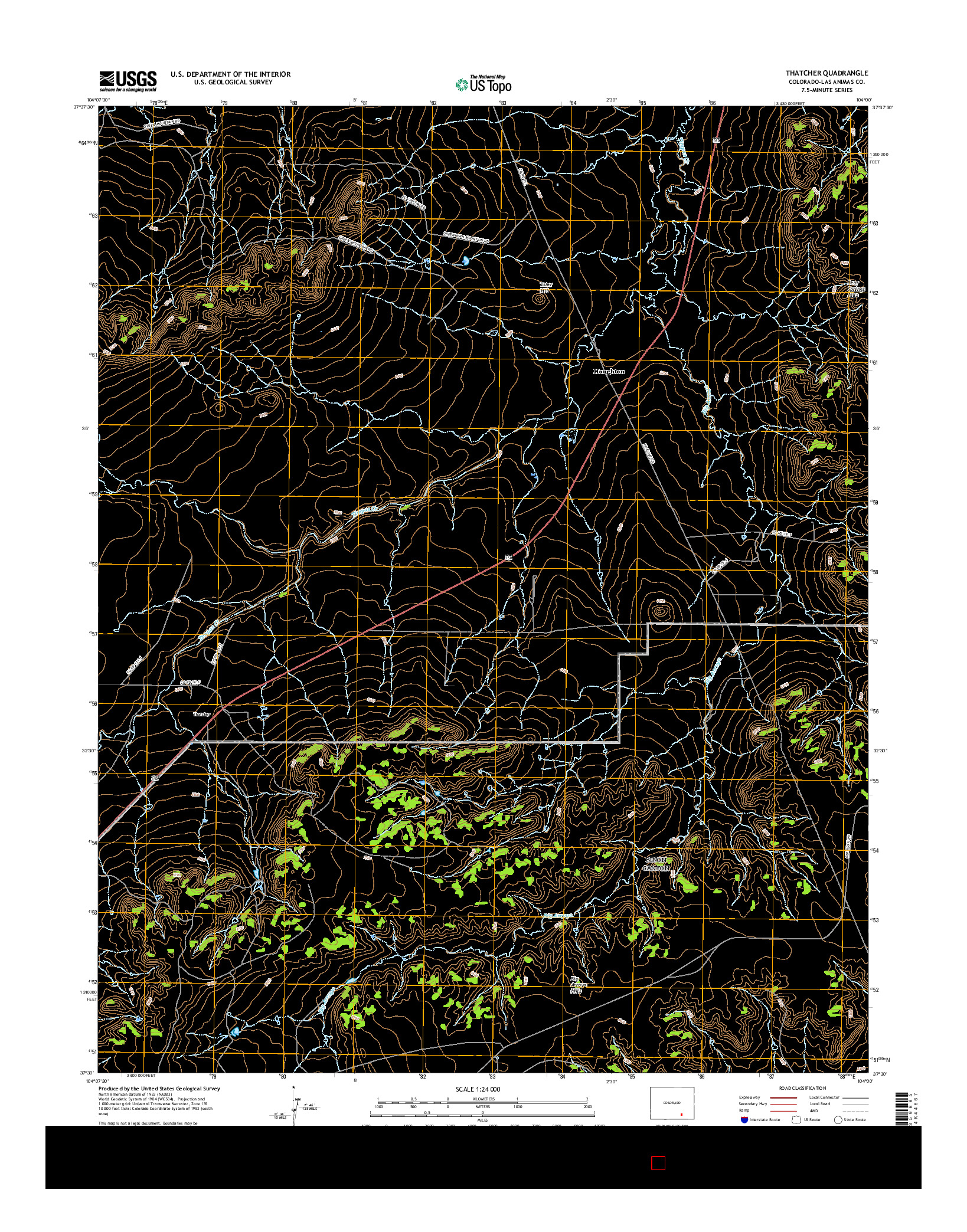 USGS US TOPO 7.5-MINUTE MAP FOR THATCHER, CO 2016