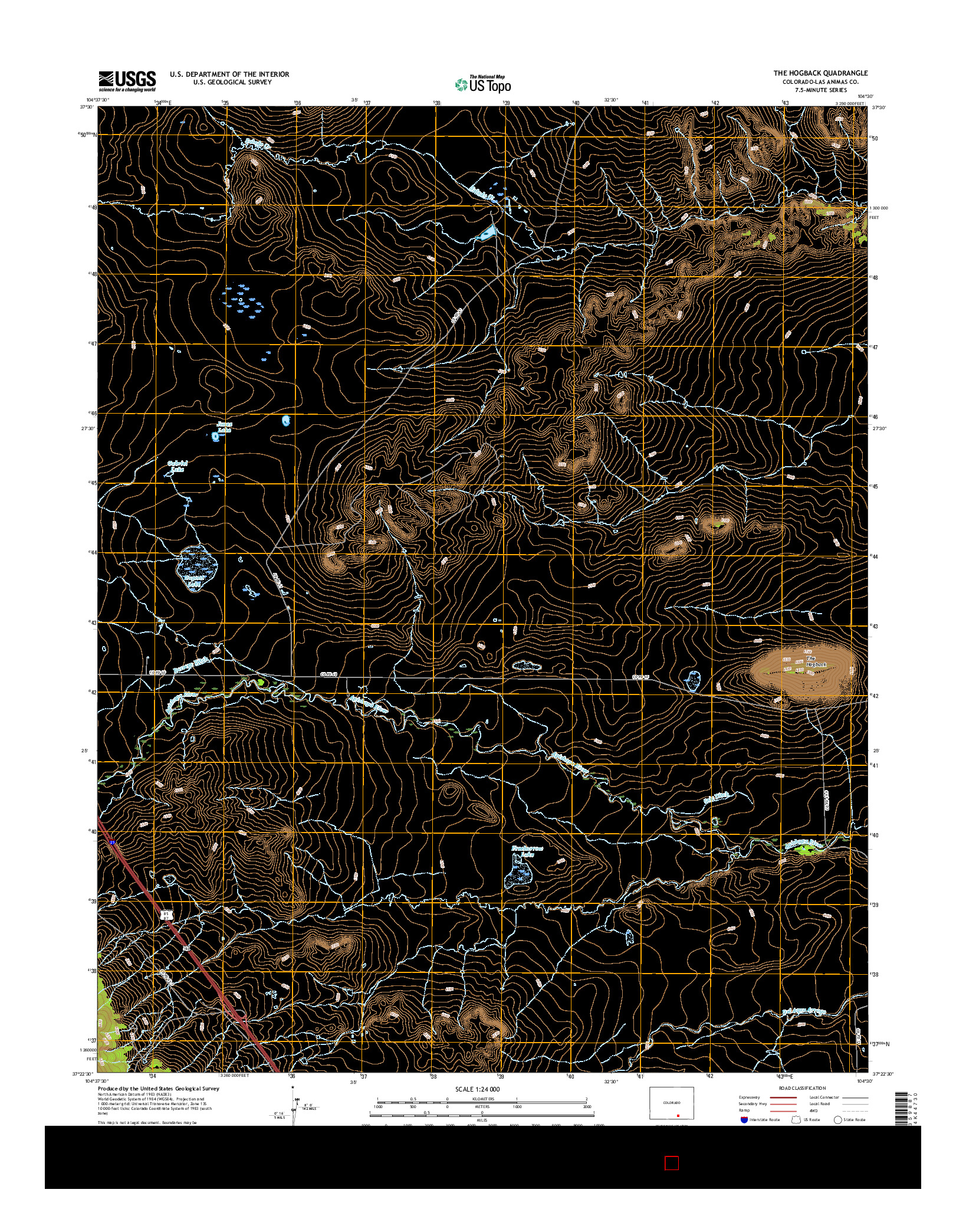 USGS US TOPO 7.5-MINUTE MAP FOR THE HOGBACK, CO 2016