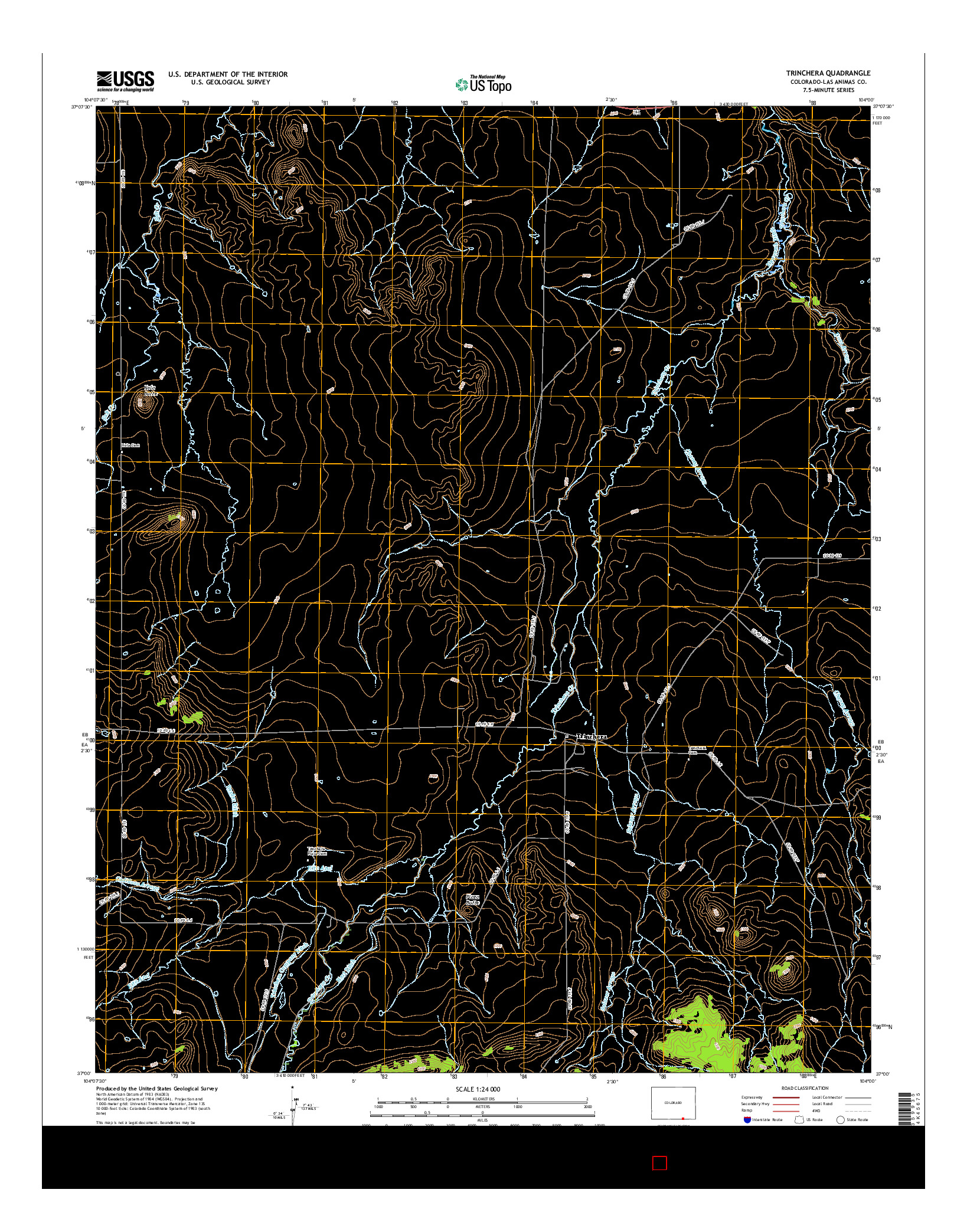 USGS US TOPO 7.5-MINUTE MAP FOR TRINCHERA, CO 2016
