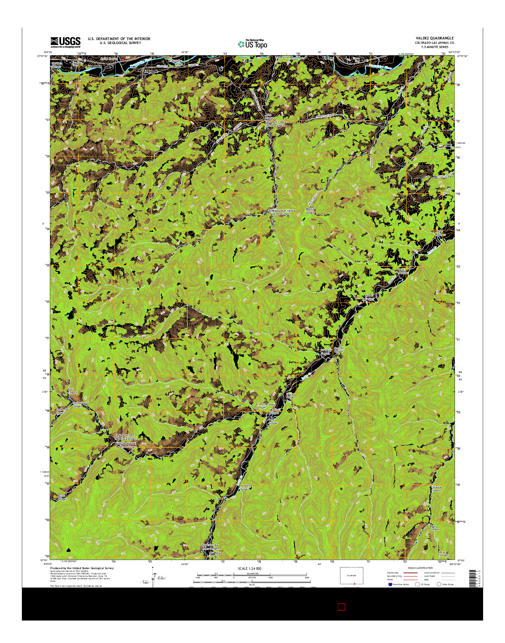 USGS US TOPO 7.5-MINUTE MAP FOR VALDEZ, CO 2016