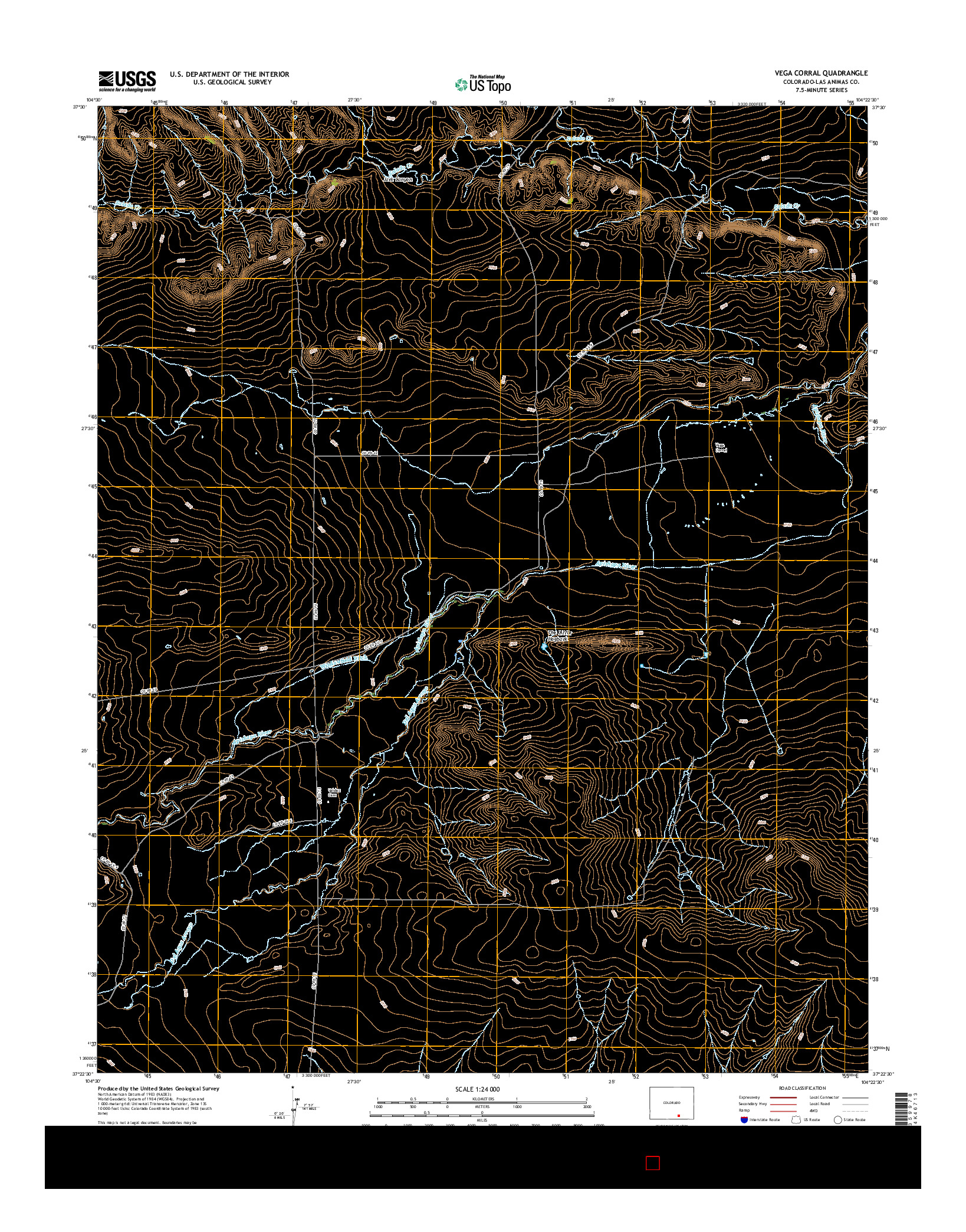 USGS US TOPO 7.5-MINUTE MAP FOR VEGA CORRAL, CO 2016