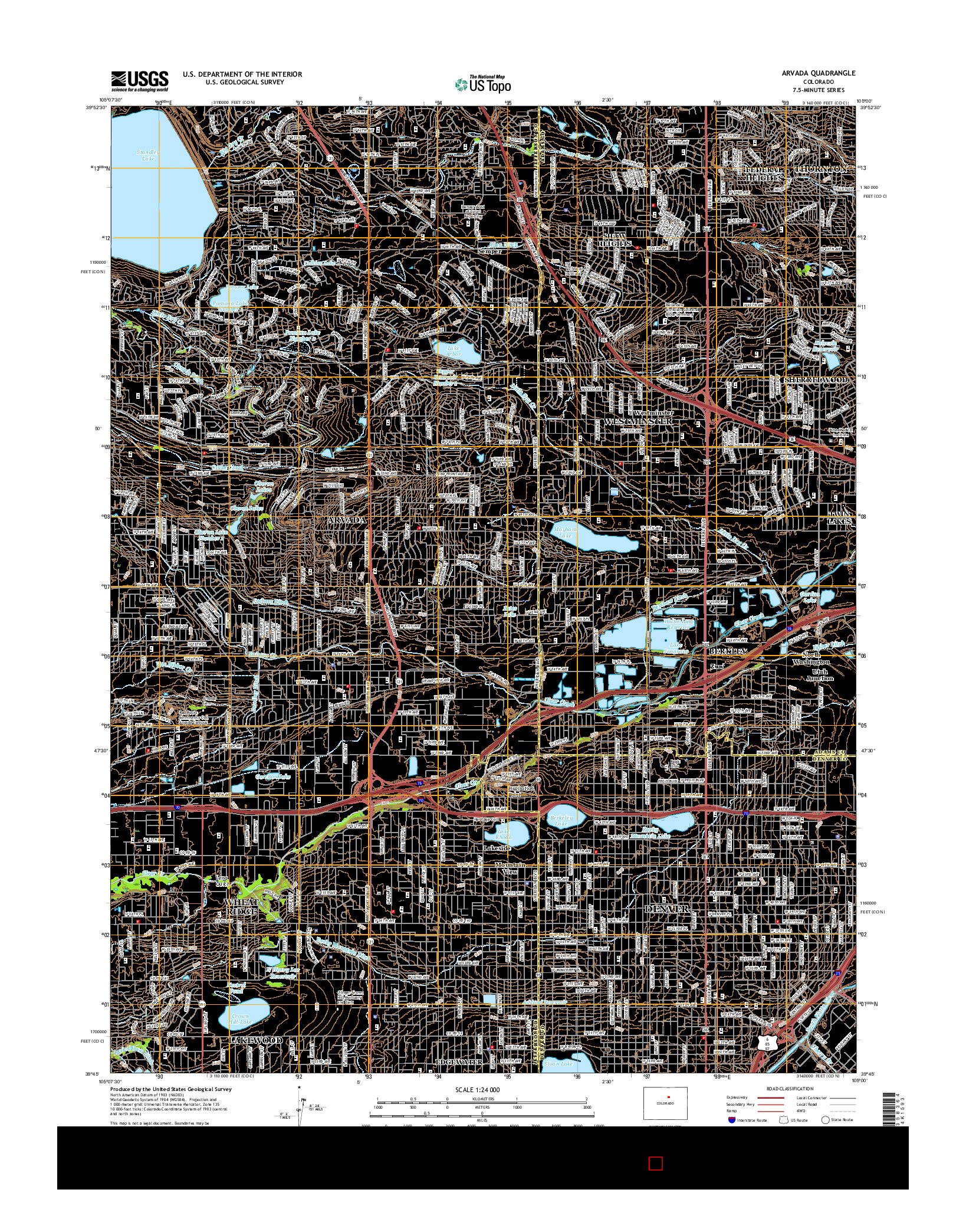 USGS US TOPO 7.5-MINUTE MAP FOR ARVADA, CO 2016