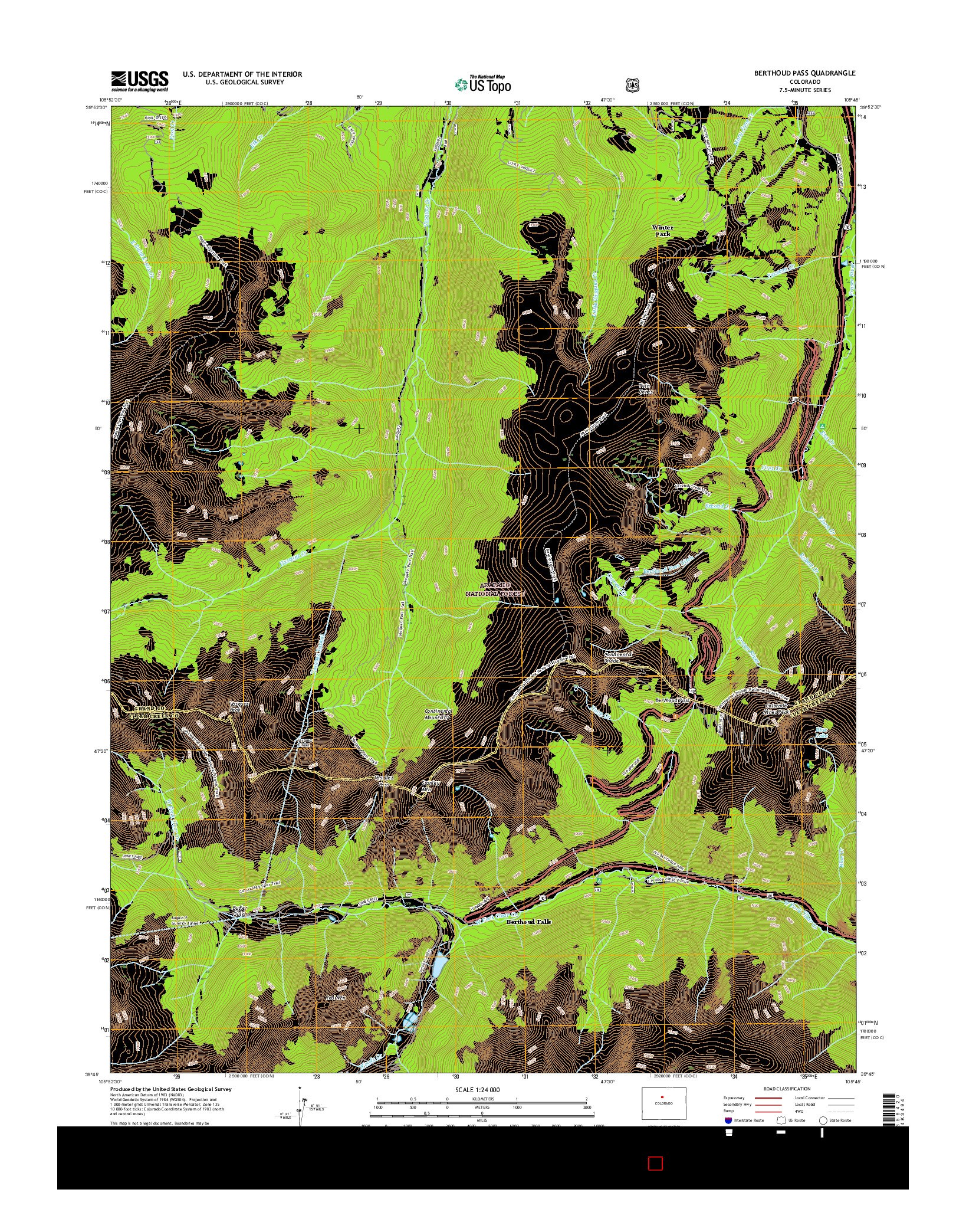 USGS US TOPO 7.5-MINUTE MAP FOR BERTHOUD PASS, CO 2016