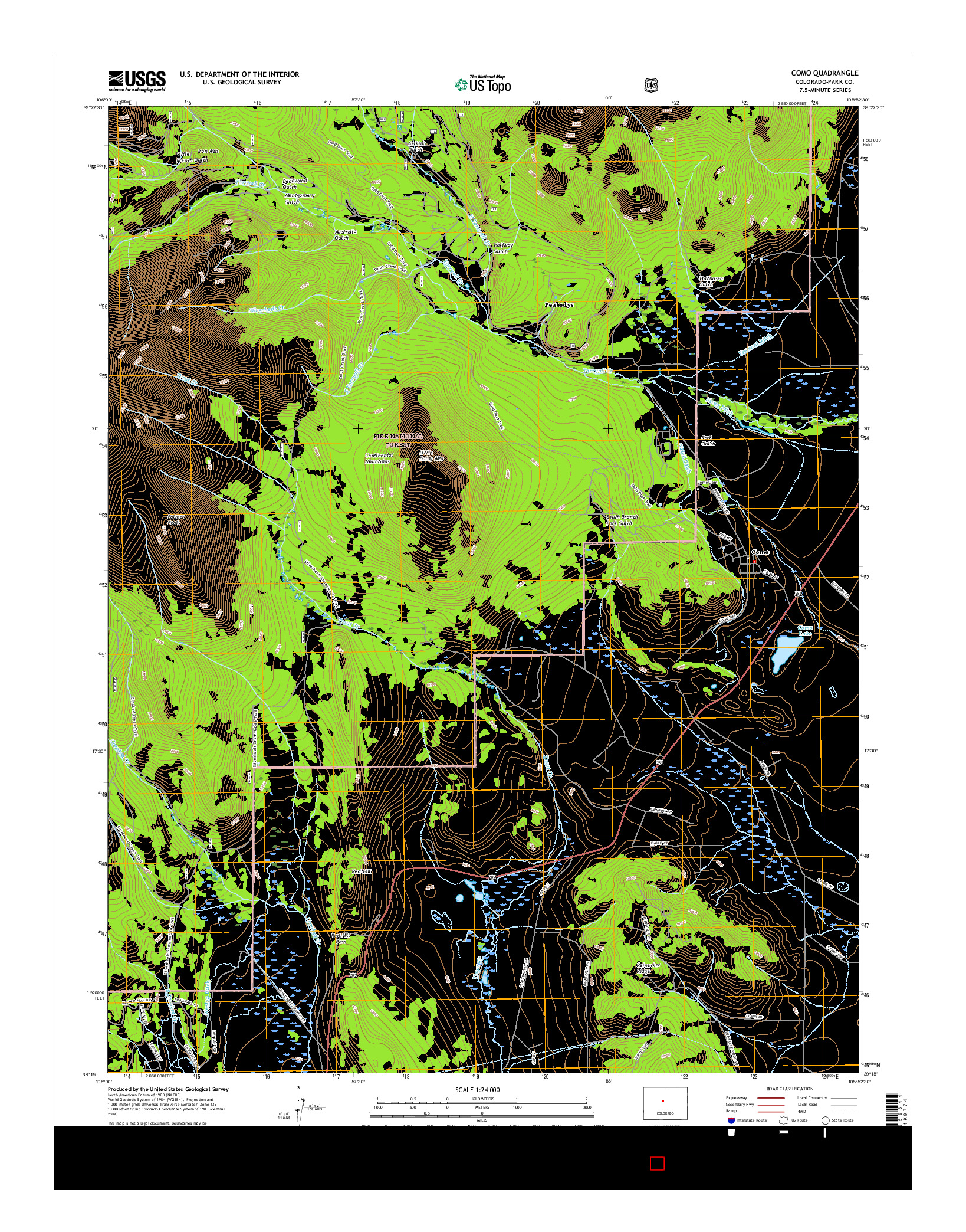 USGS US TOPO 7.5-MINUTE MAP FOR COMO, CO 2016