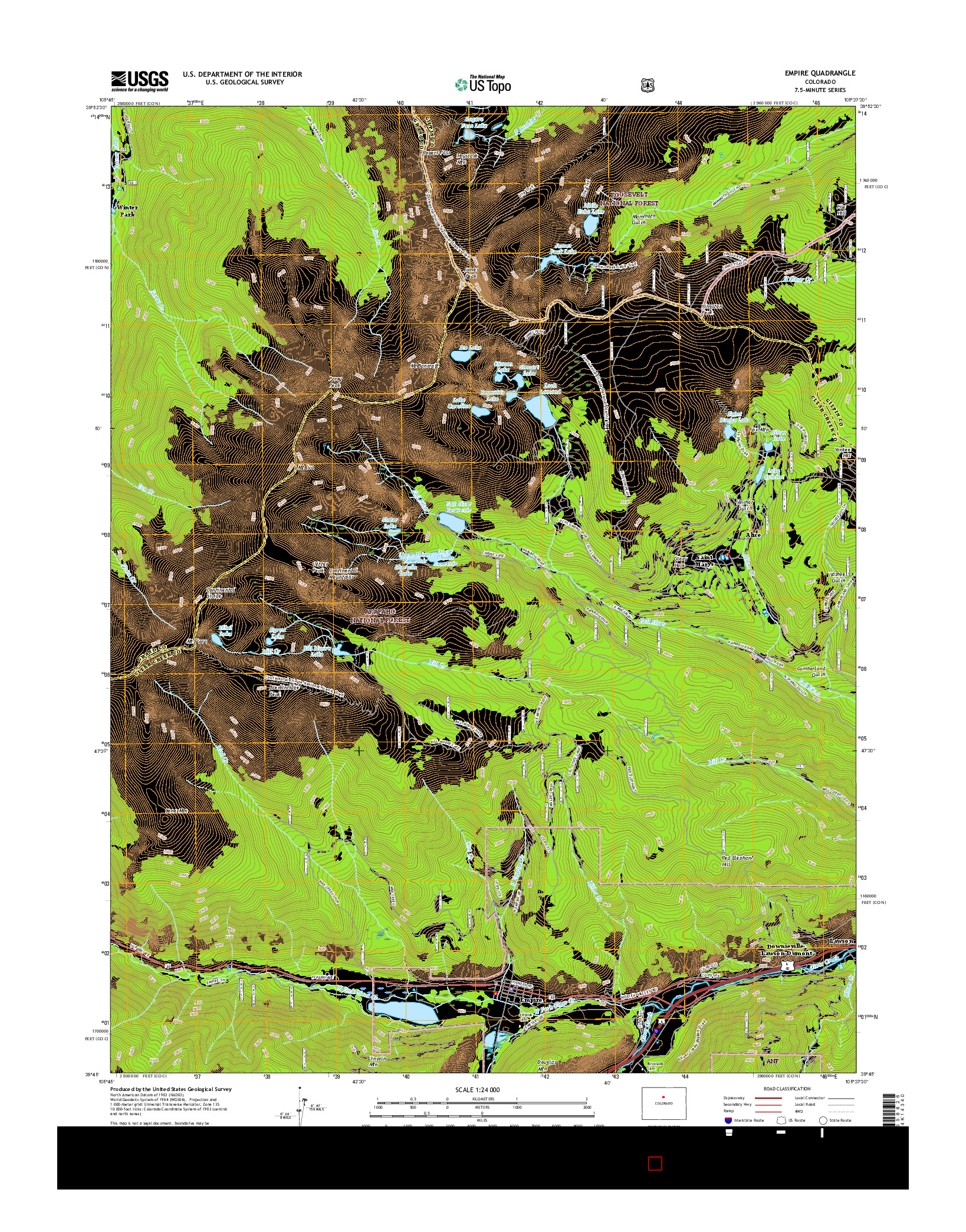 USGS US TOPO 7.5-MINUTE MAP FOR EMPIRE, CO 2016