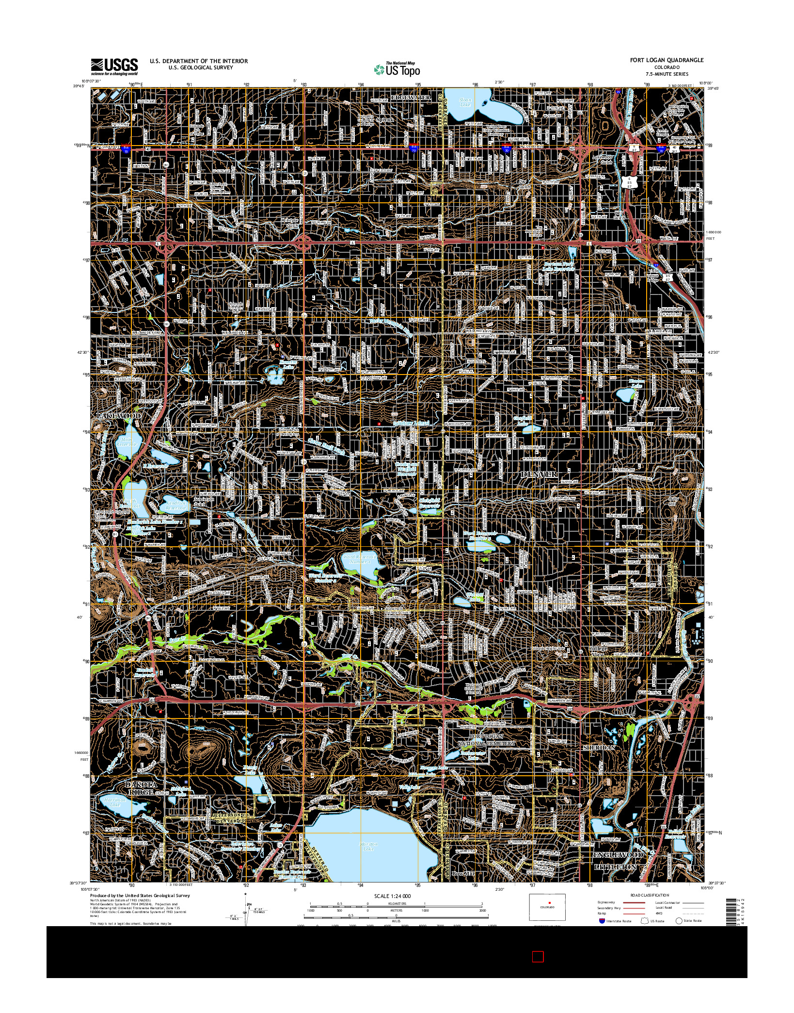 USGS US TOPO 7.5-MINUTE MAP FOR FORT LOGAN, CO 2016