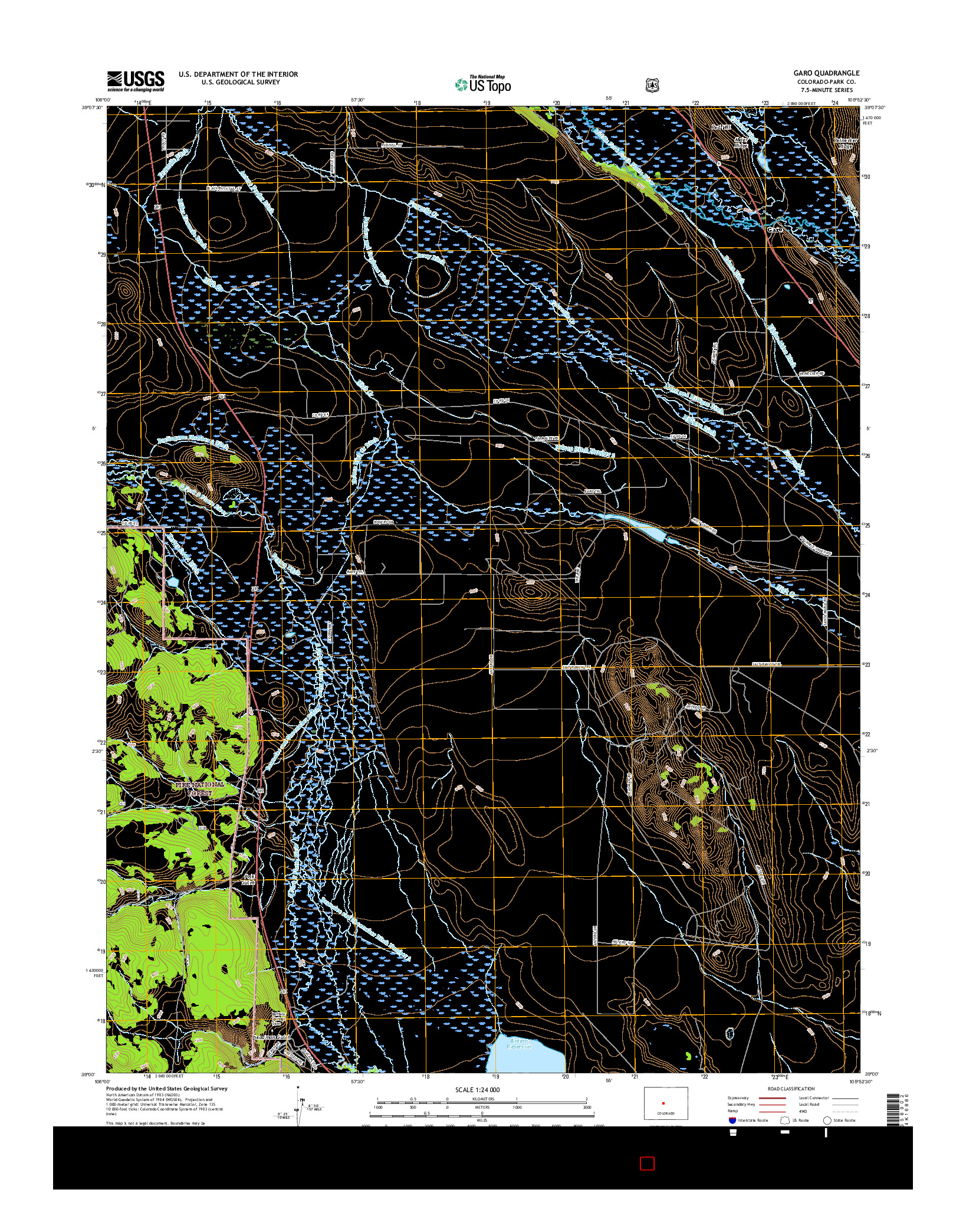 USGS US TOPO 7.5-MINUTE MAP FOR GARO, CO 2016