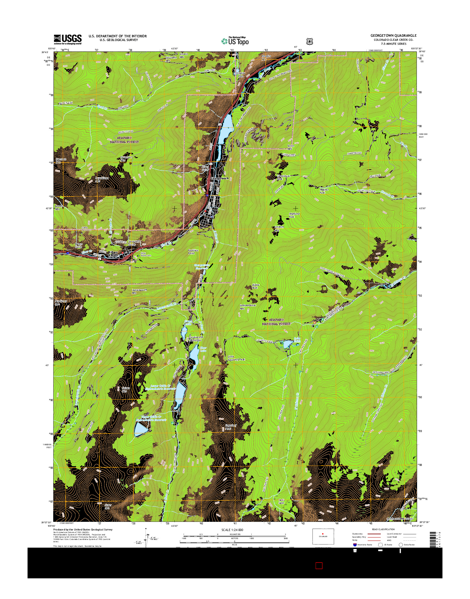 USGS US TOPO 7.5-MINUTE MAP FOR GEORGETOWN, CO 2016