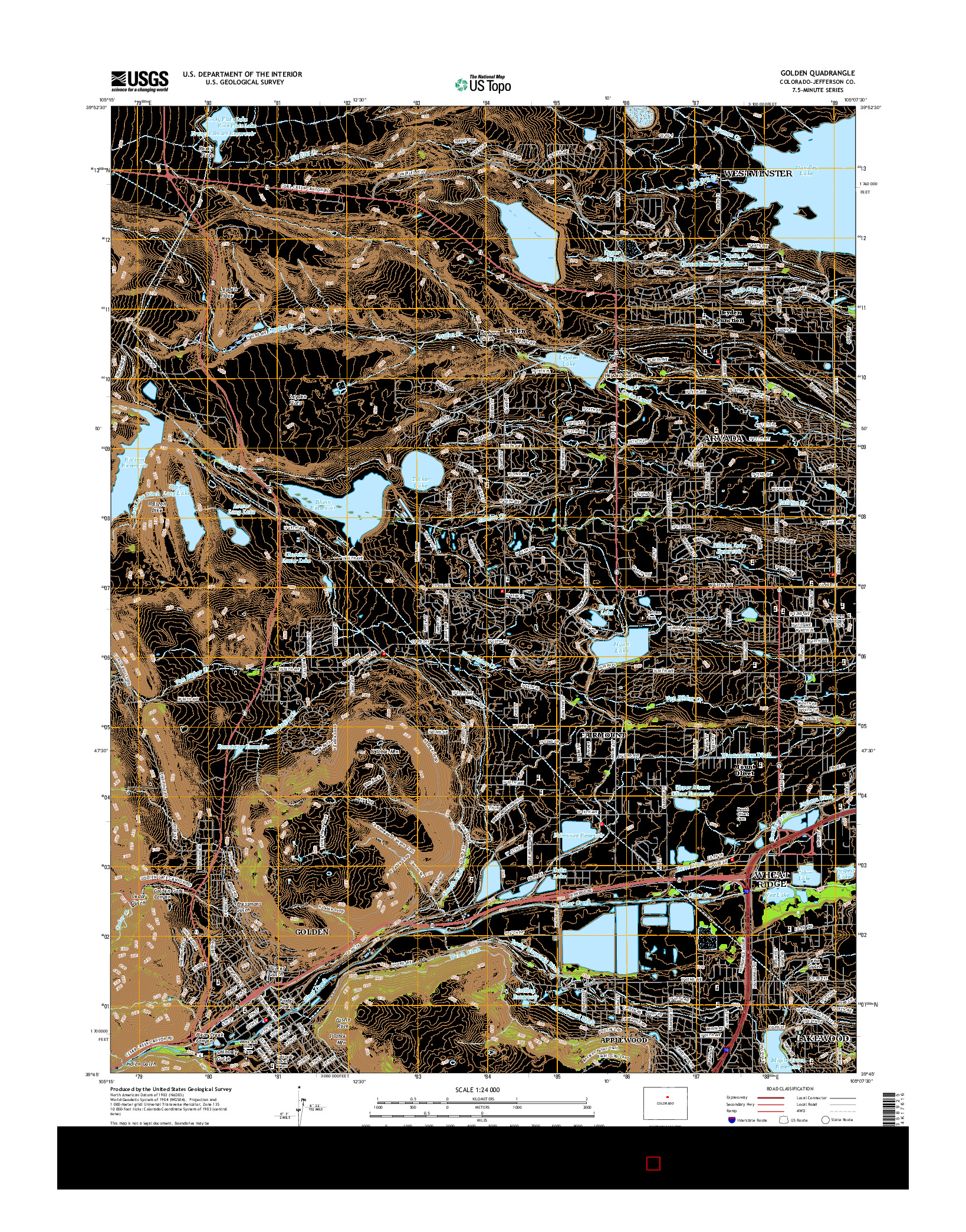 USGS US TOPO 7.5-MINUTE MAP FOR GOLDEN, CO 2016