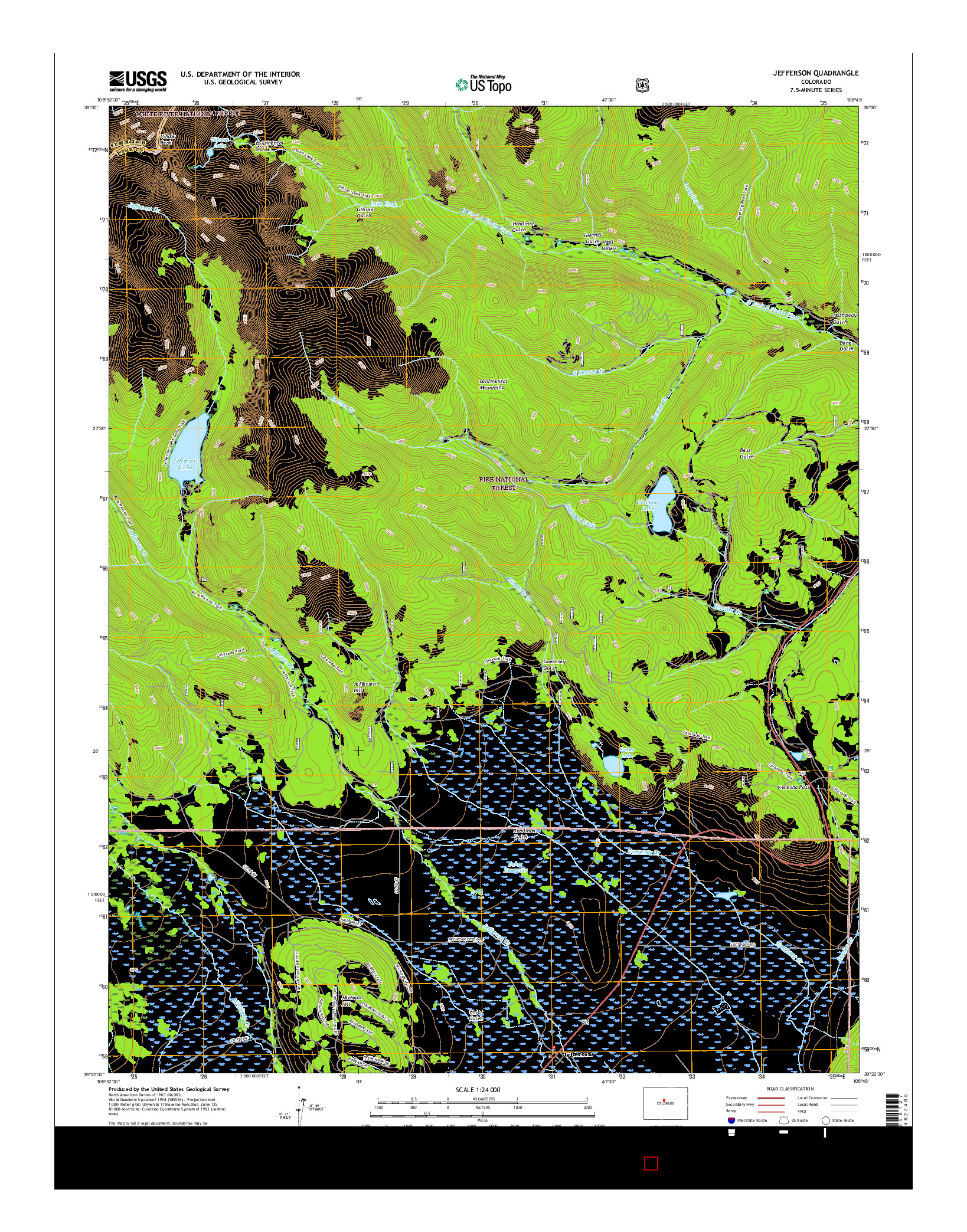 USGS US TOPO 7.5-MINUTE MAP FOR JEFFERSON, CO 2016