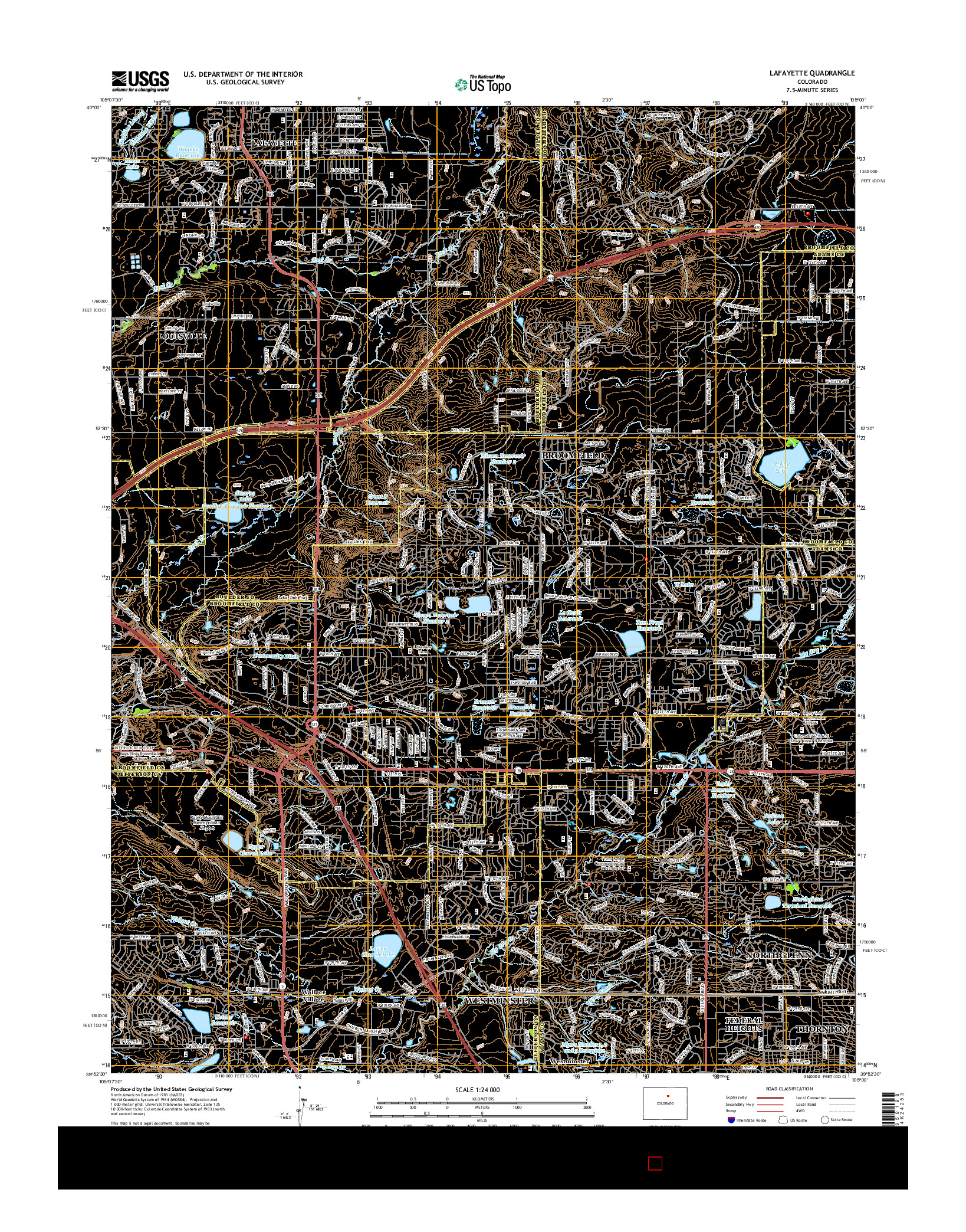 USGS US TOPO 7.5-MINUTE MAP FOR LAFAYETTE, CO 2016