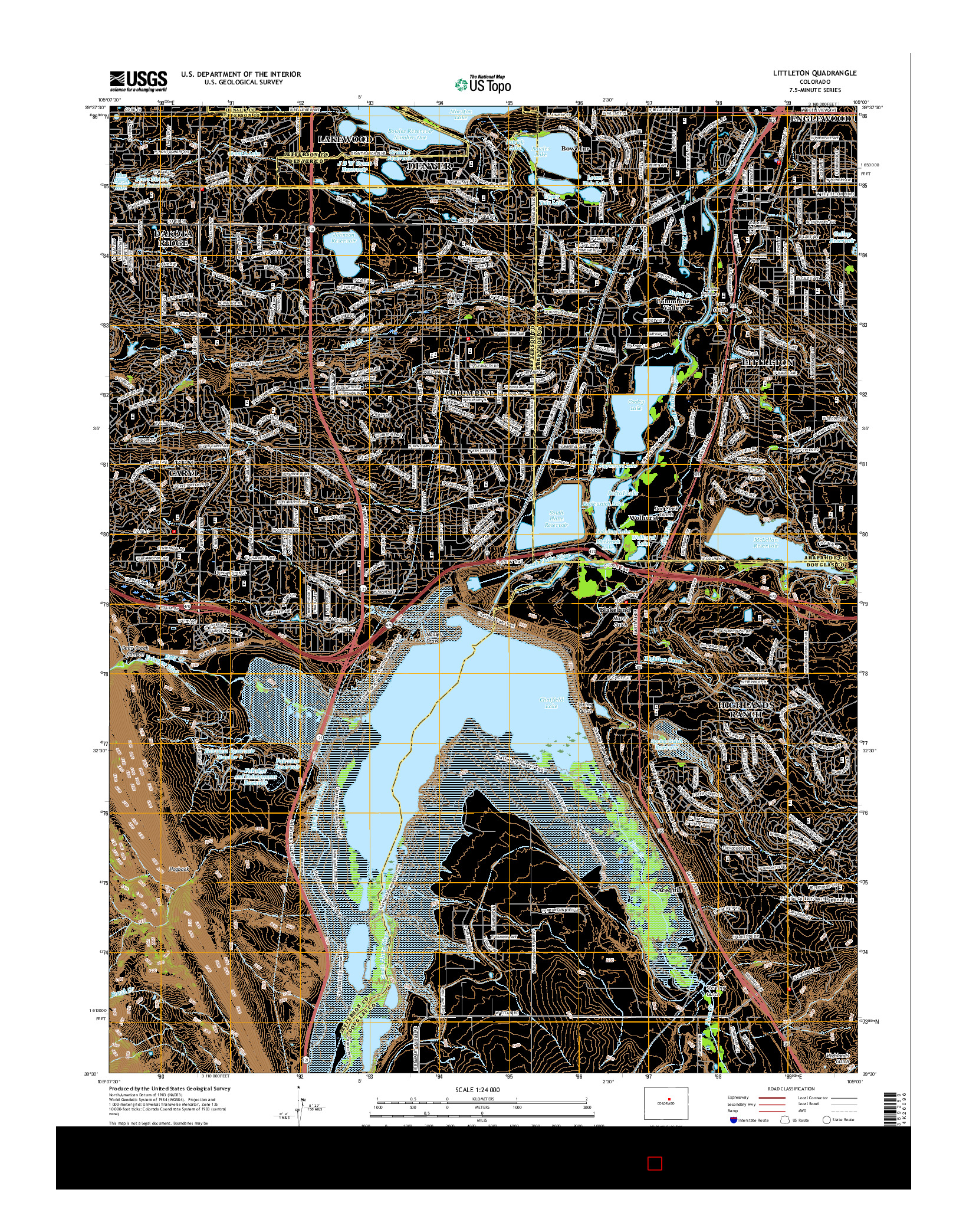 USGS US TOPO 7.5-MINUTE MAP FOR LITTLETON, CO 2016