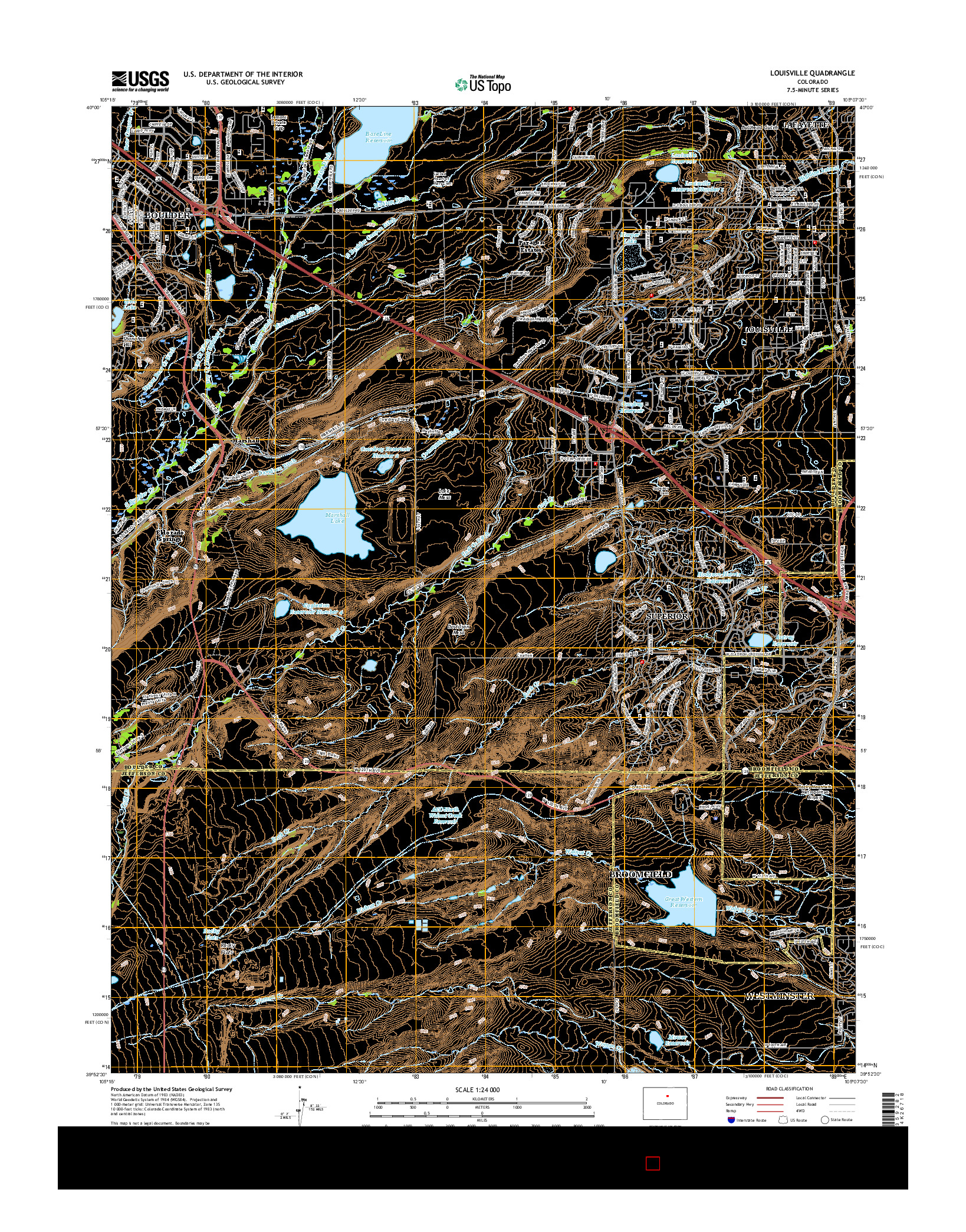 USGS US TOPO 7.5-MINUTE MAP FOR LOUISVILLE, CO 2016