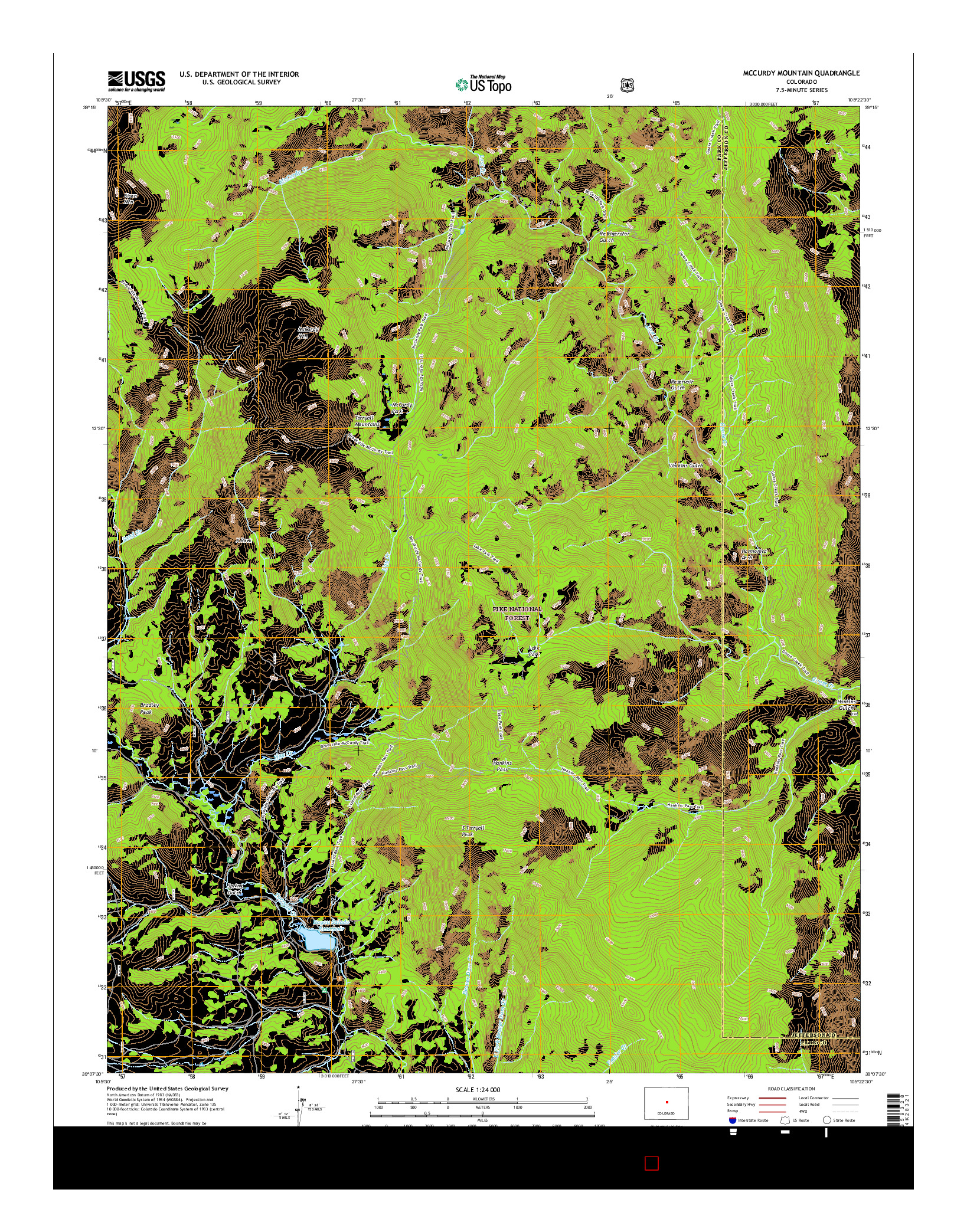 USGS US TOPO 7.5-MINUTE MAP FOR MCCURDY MOUNTAIN, CO 2016