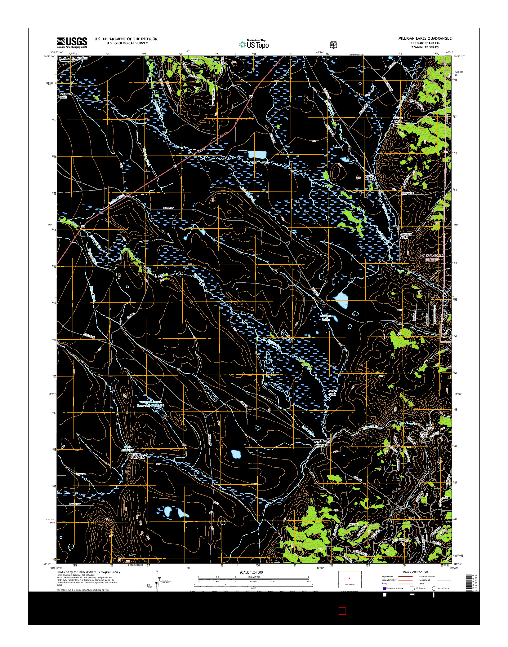 USGS US TOPO 7.5-MINUTE MAP FOR MILLIGAN LAKES, CO 2016