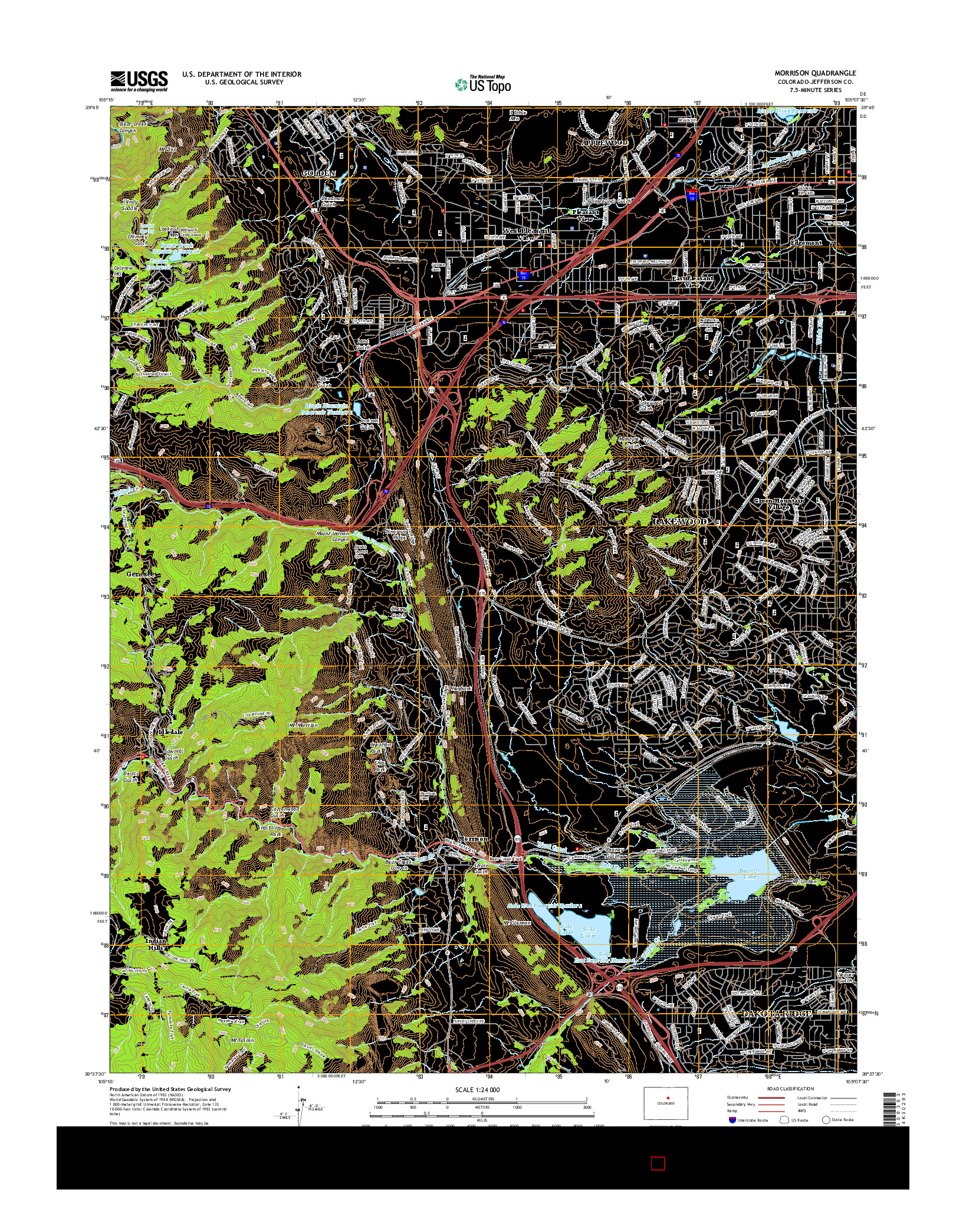 USGS US TOPO 7.5-MINUTE MAP FOR MORRISON, CO 2016