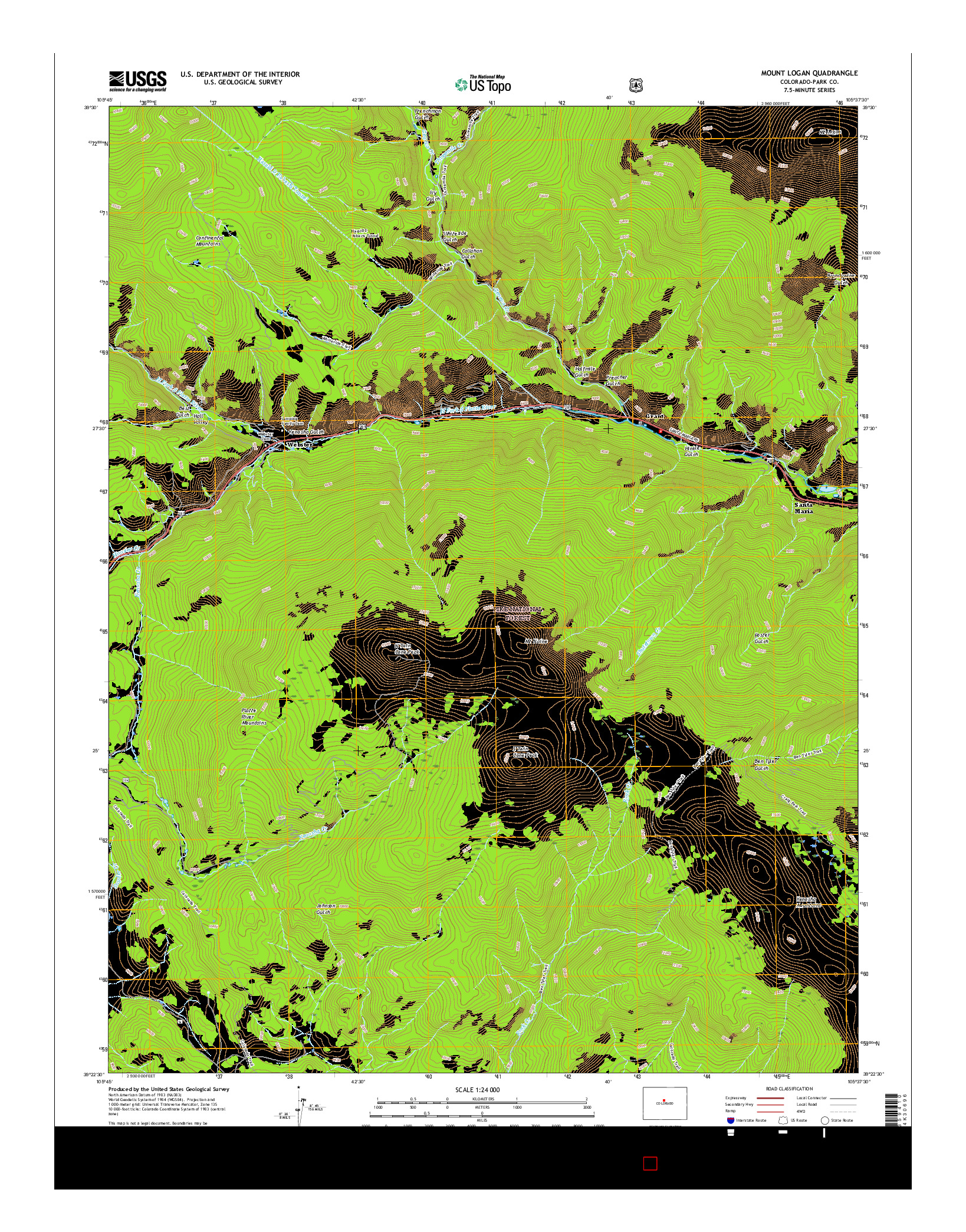 USGS US TOPO 7.5-MINUTE MAP FOR MOUNT LOGAN, CO 2016