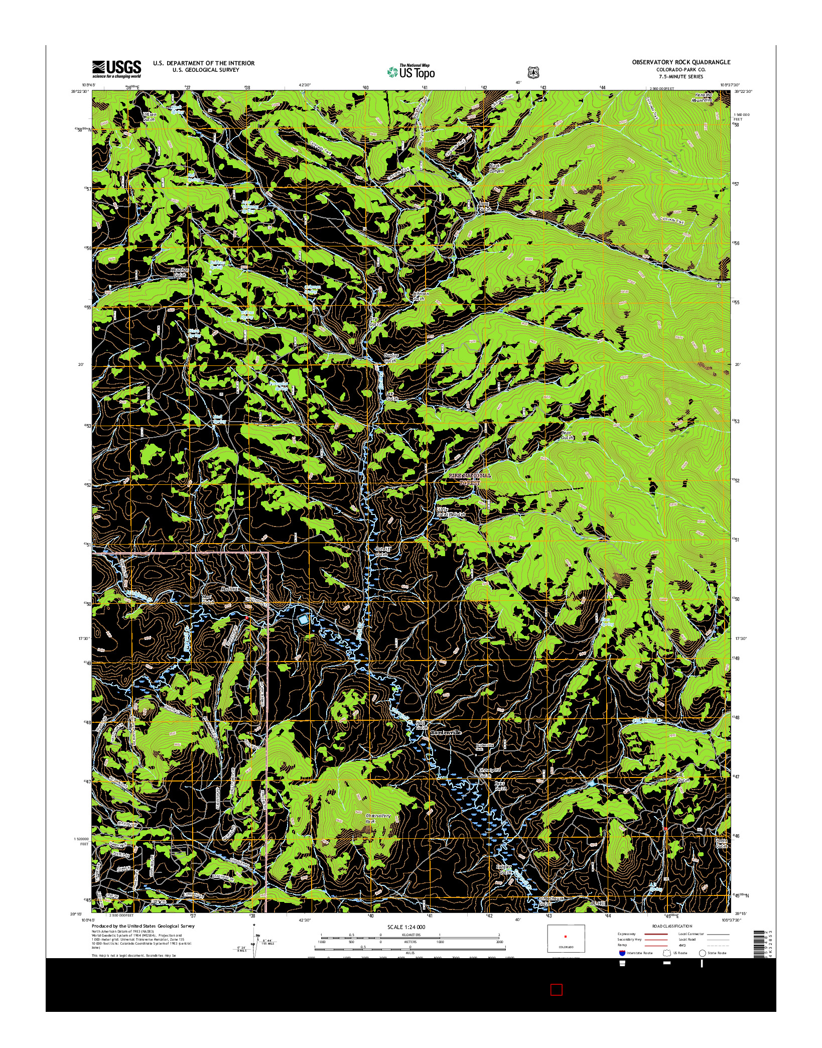 USGS US TOPO 7.5-MINUTE MAP FOR OBSERVATORY ROCK, CO 2016