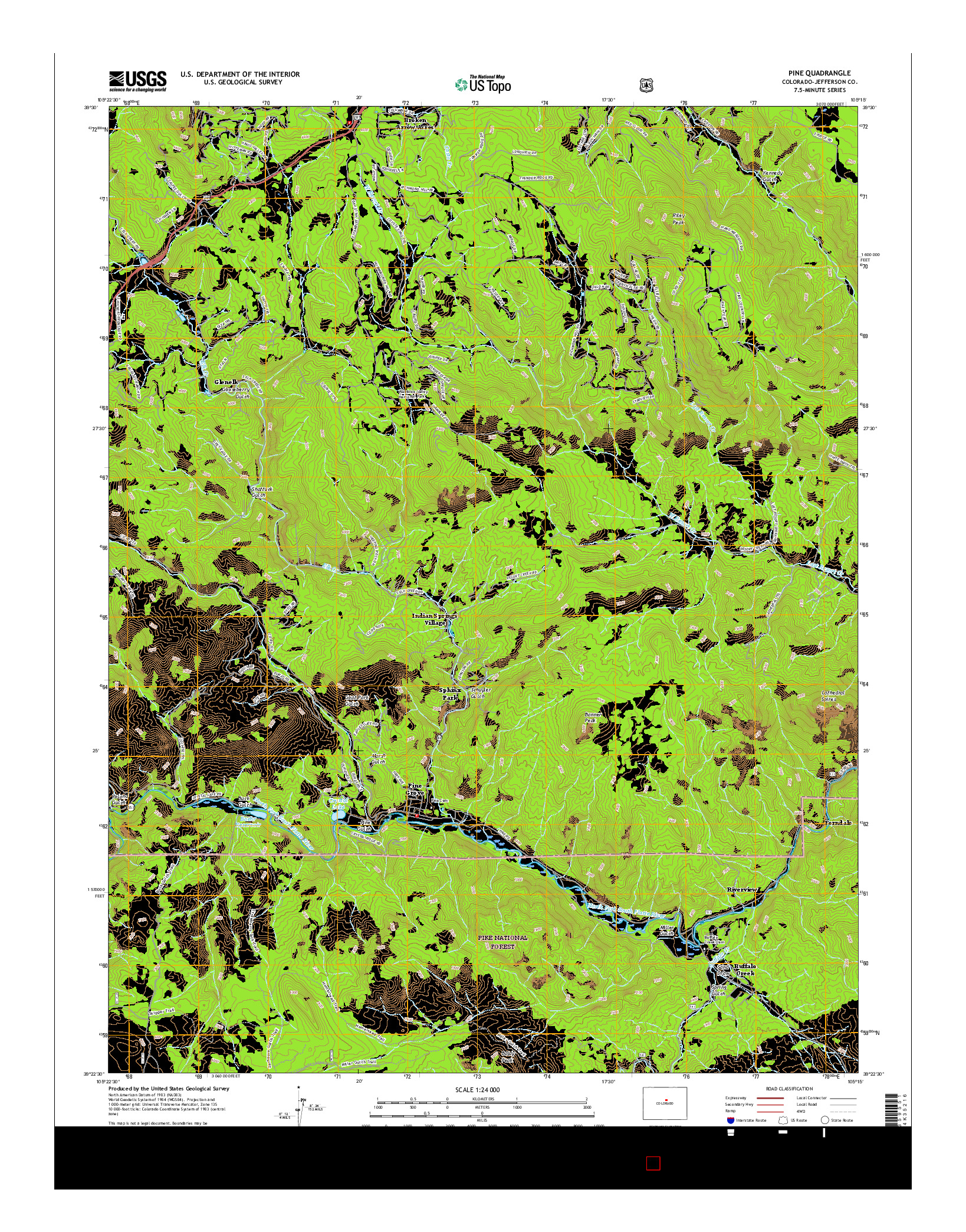 USGS US TOPO 7.5-MINUTE MAP FOR PINE, CO 2016