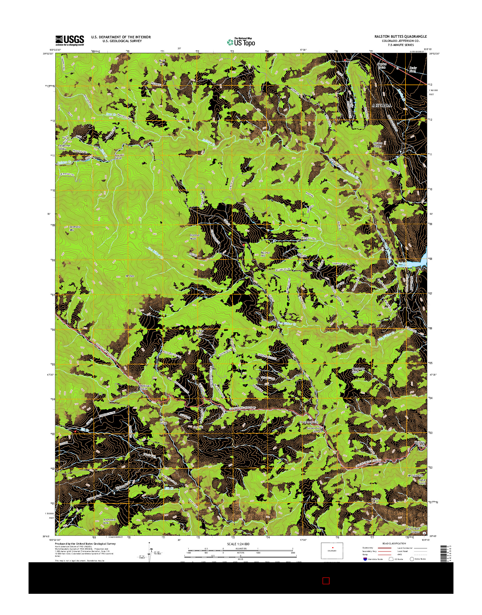 USGS US TOPO 7.5-MINUTE MAP FOR RALSTON BUTTES, CO 2016