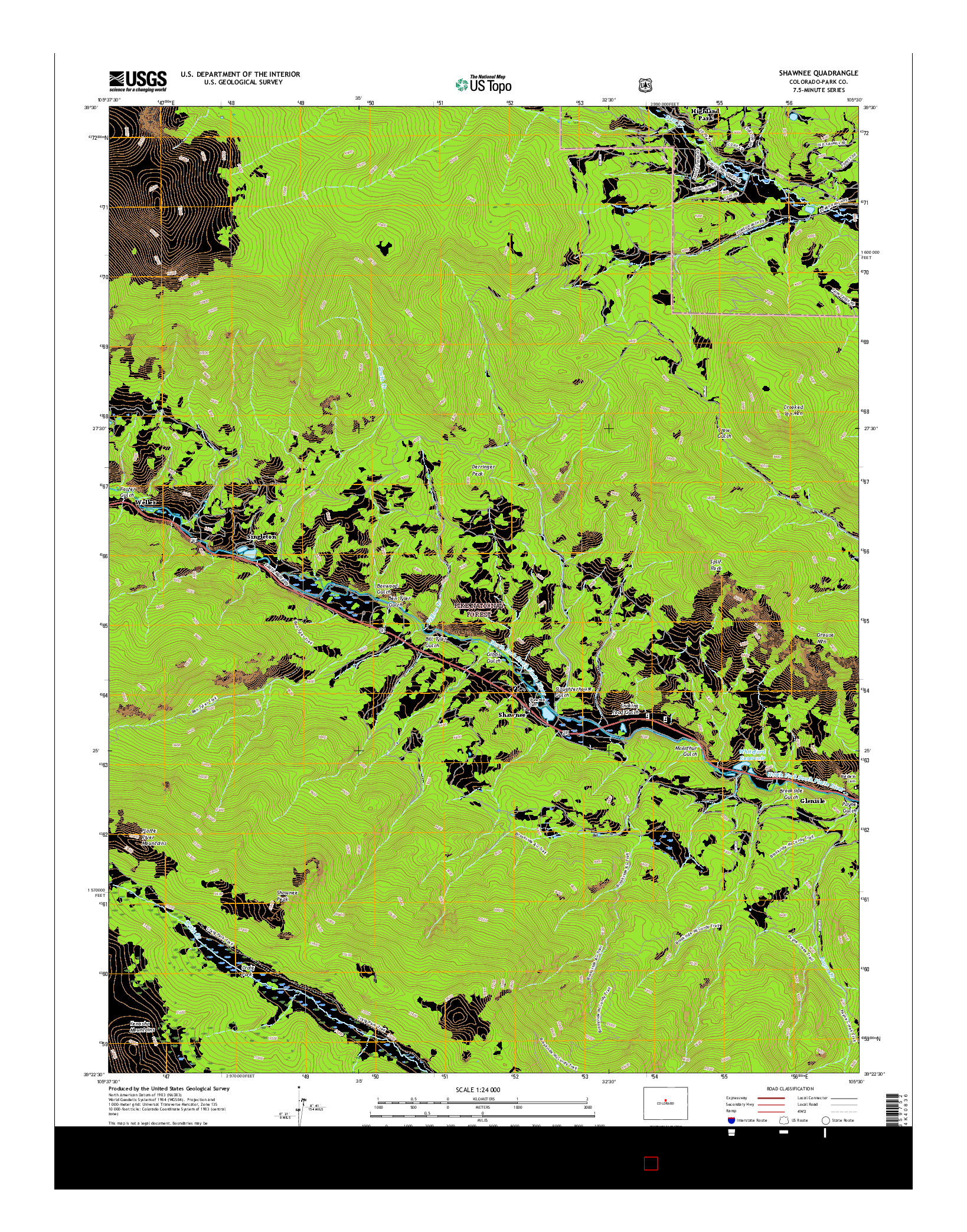 USGS US TOPO 7.5-MINUTE MAP FOR SHAWNEE, CO 2016