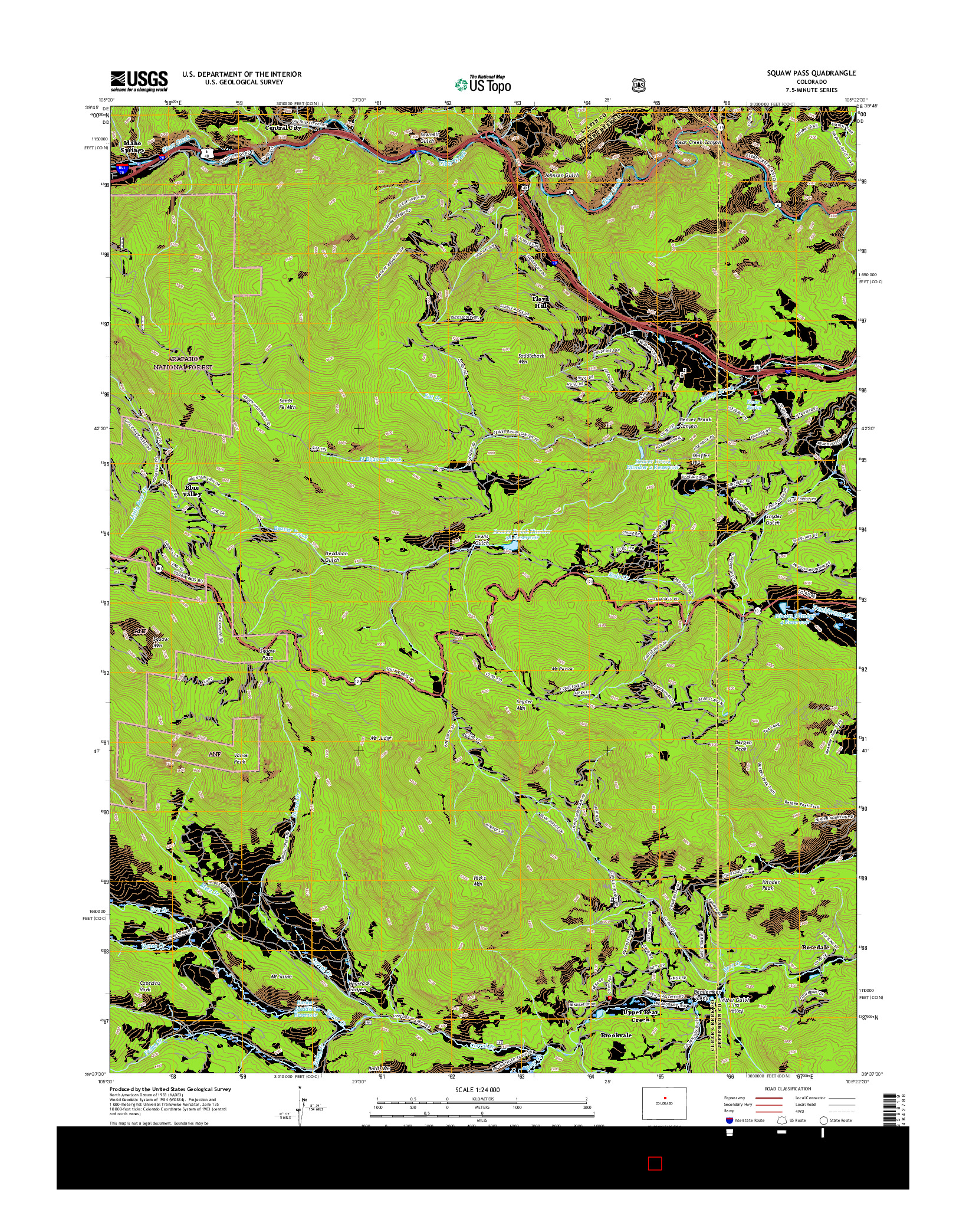 USGS US TOPO 7.5-MINUTE MAP FOR SQUAW PASS, CO 2016