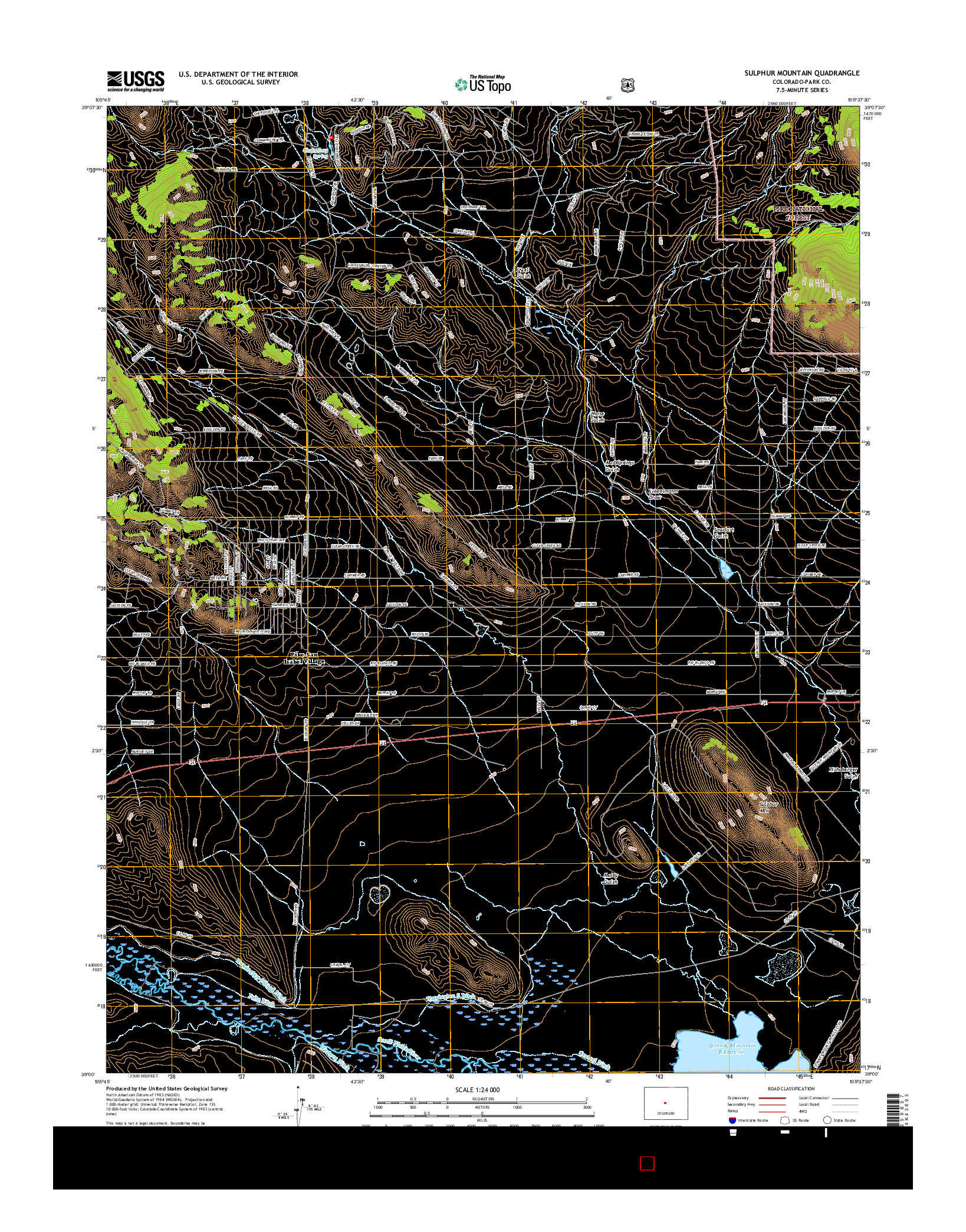 USGS US TOPO 7.5-MINUTE MAP FOR SULPHUR MOUNTAIN, CO 2016