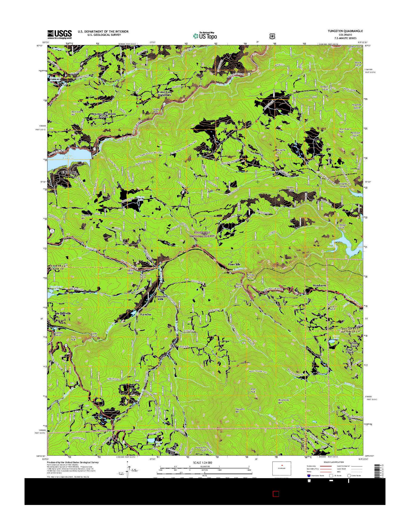 USGS US TOPO 7.5-MINUTE MAP FOR TUNGSTEN, CO 2016