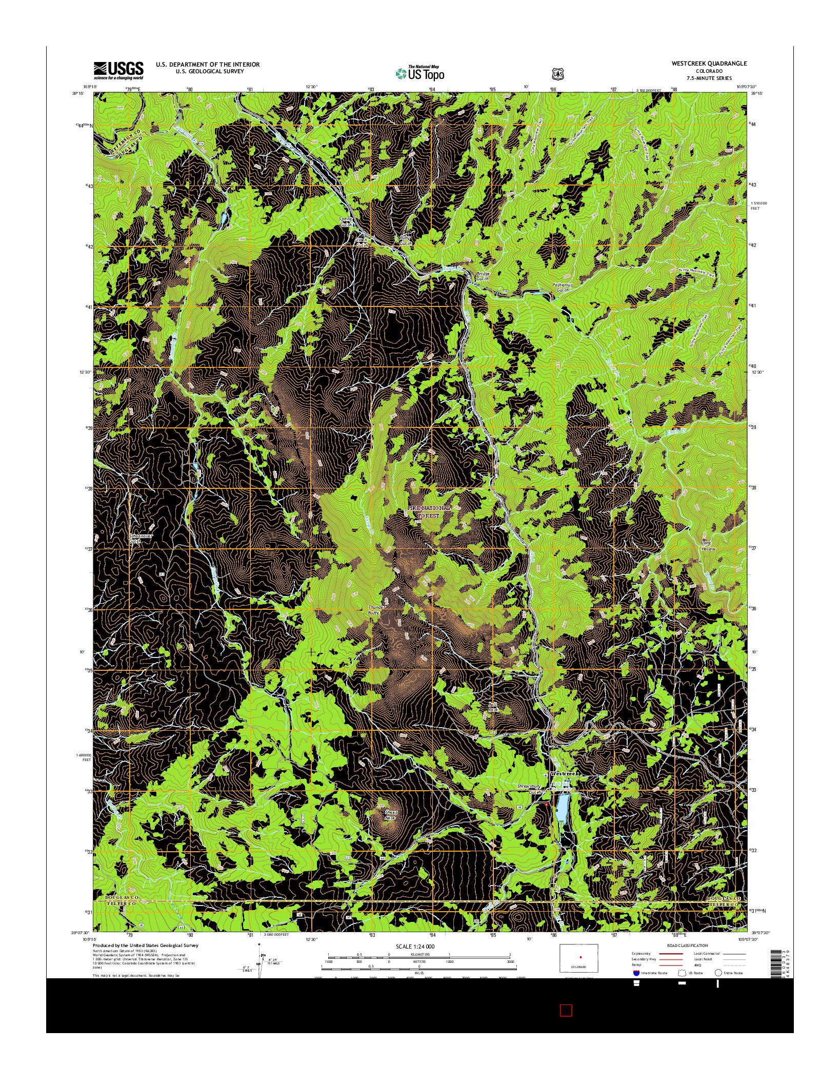 USGS US TOPO 7.5-MINUTE MAP FOR WESTCREEK, CO 2016