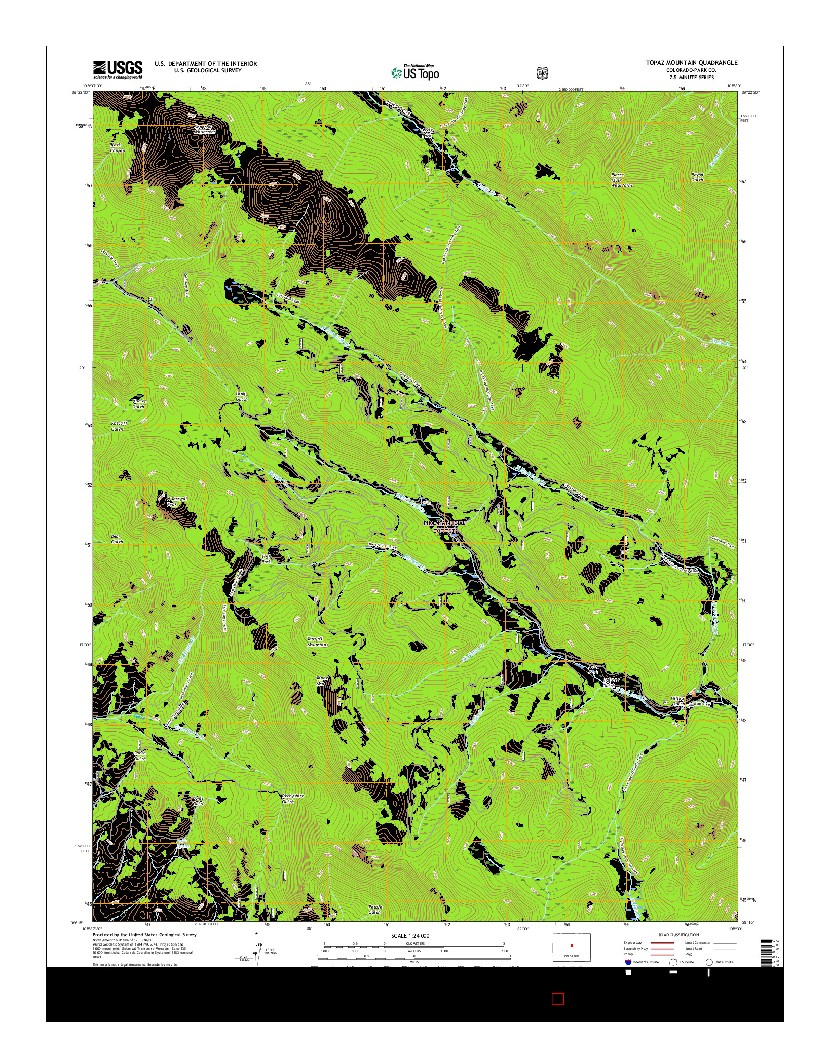 USGS US TOPO 7.5-MINUTE MAP FOR TOPAZ MOUNTAIN, CO 2016