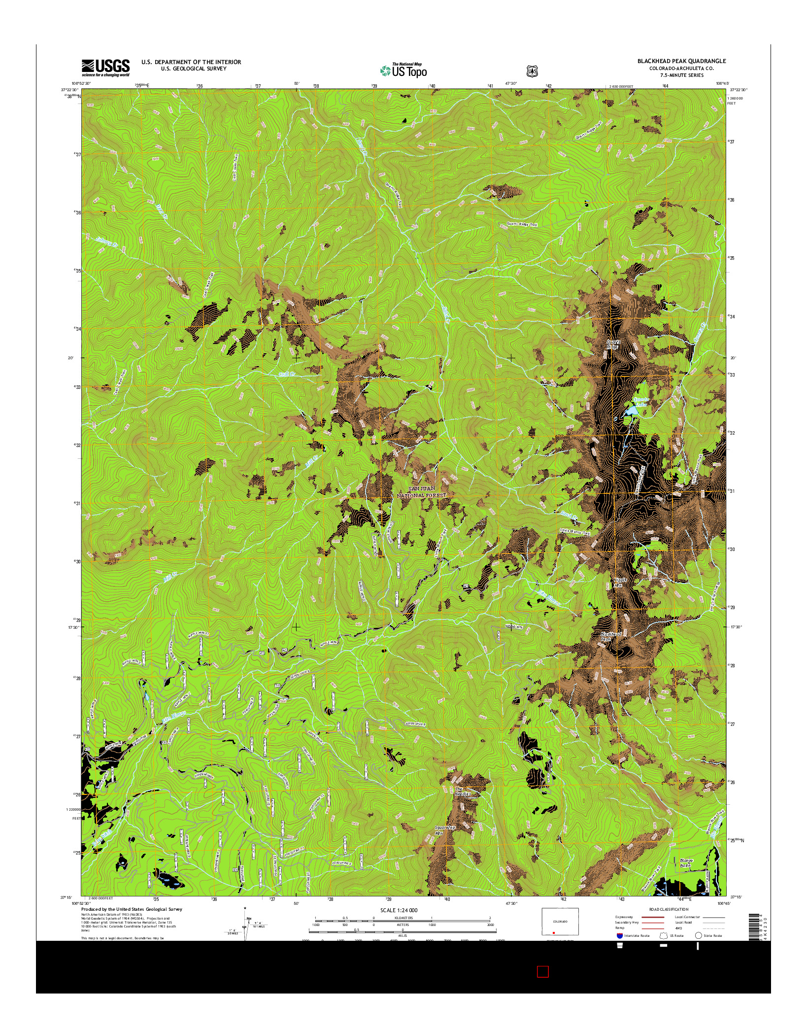 USGS US TOPO 7.5-MINUTE MAP FOR BLACKHEAD PEAK, CO 2016